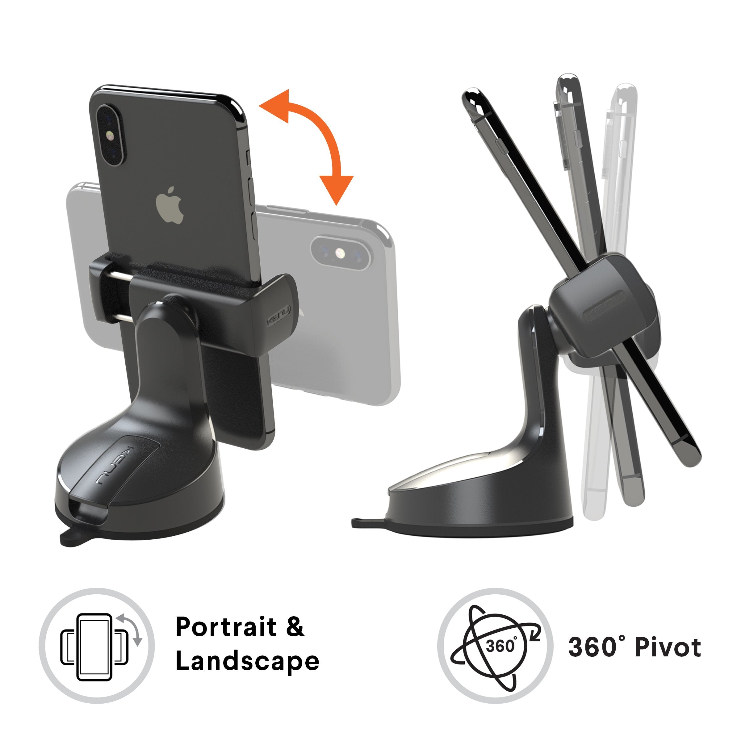 Kenu Airbase Pro Car Phone Mount For Dashboard And Windshield - Desk Phone Stand - 360 Degree Rotation - Grips Expand To 3.6 Inc