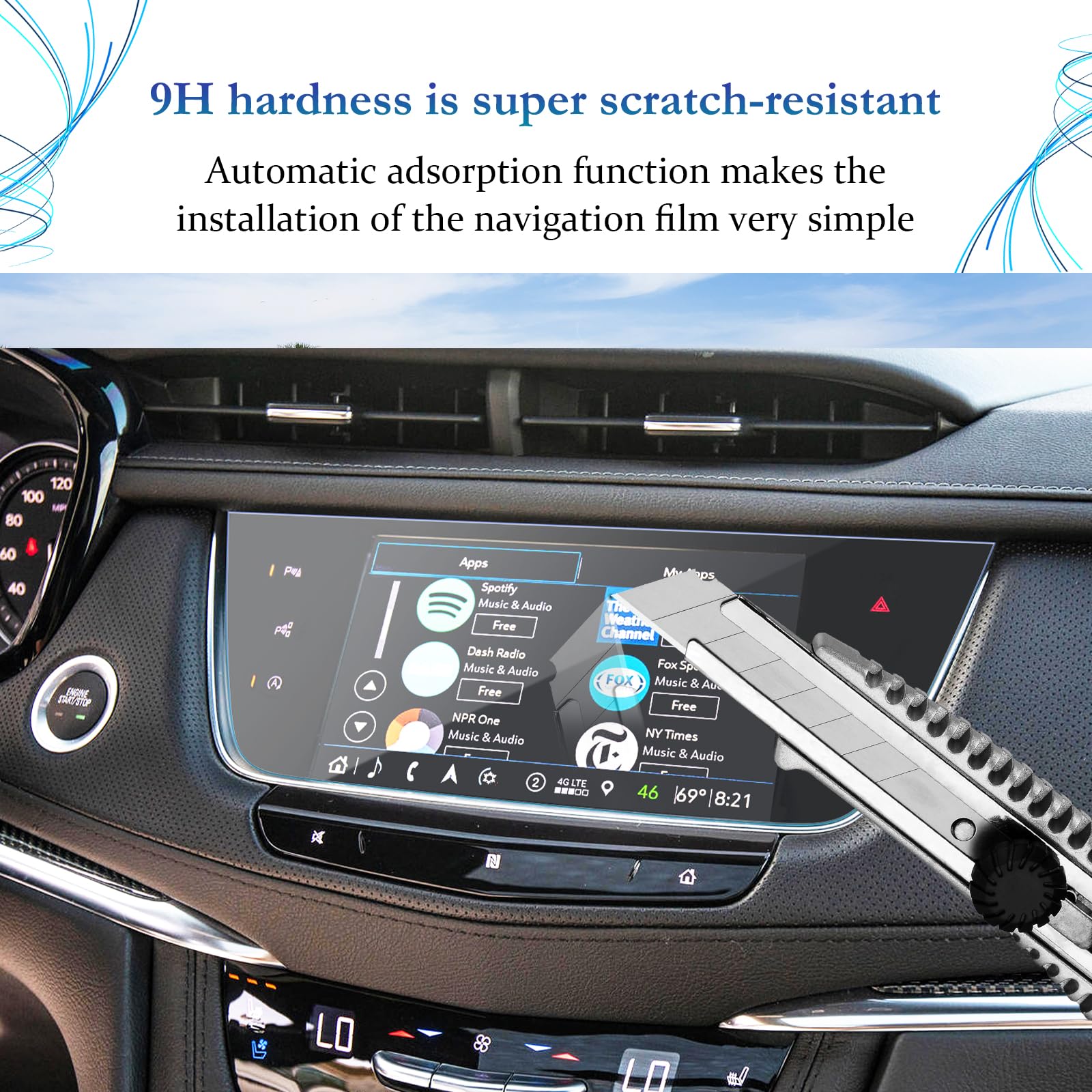 Sktu Screen Protector For 2017 2025 Cadillac Xt5 / 2020 2025 Cadillac Xt6 8In Navigation Screen 2017 2025 Xt5 Accessories Tempered Glass Hd Clear