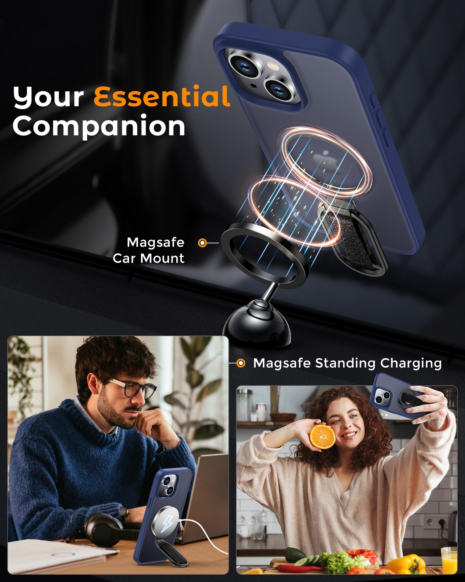 Shields Up For Iphone 13 Case With Stand, 13 Phone Case With Ring Holder & Phone Grip [Compatible With Magsafe] Translucent Matt