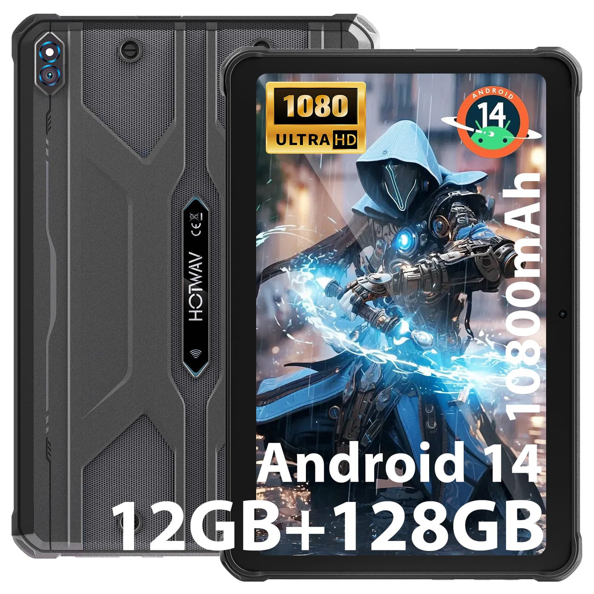 Hotwav R8 Rugged Android 14 Tablet  10.1Inch Hd+ Waterproof Tablet, 10800Mah, 12Gb + 128Gb/Tf 1Tb, 13Mp+5Mp Camera Outdoor Table