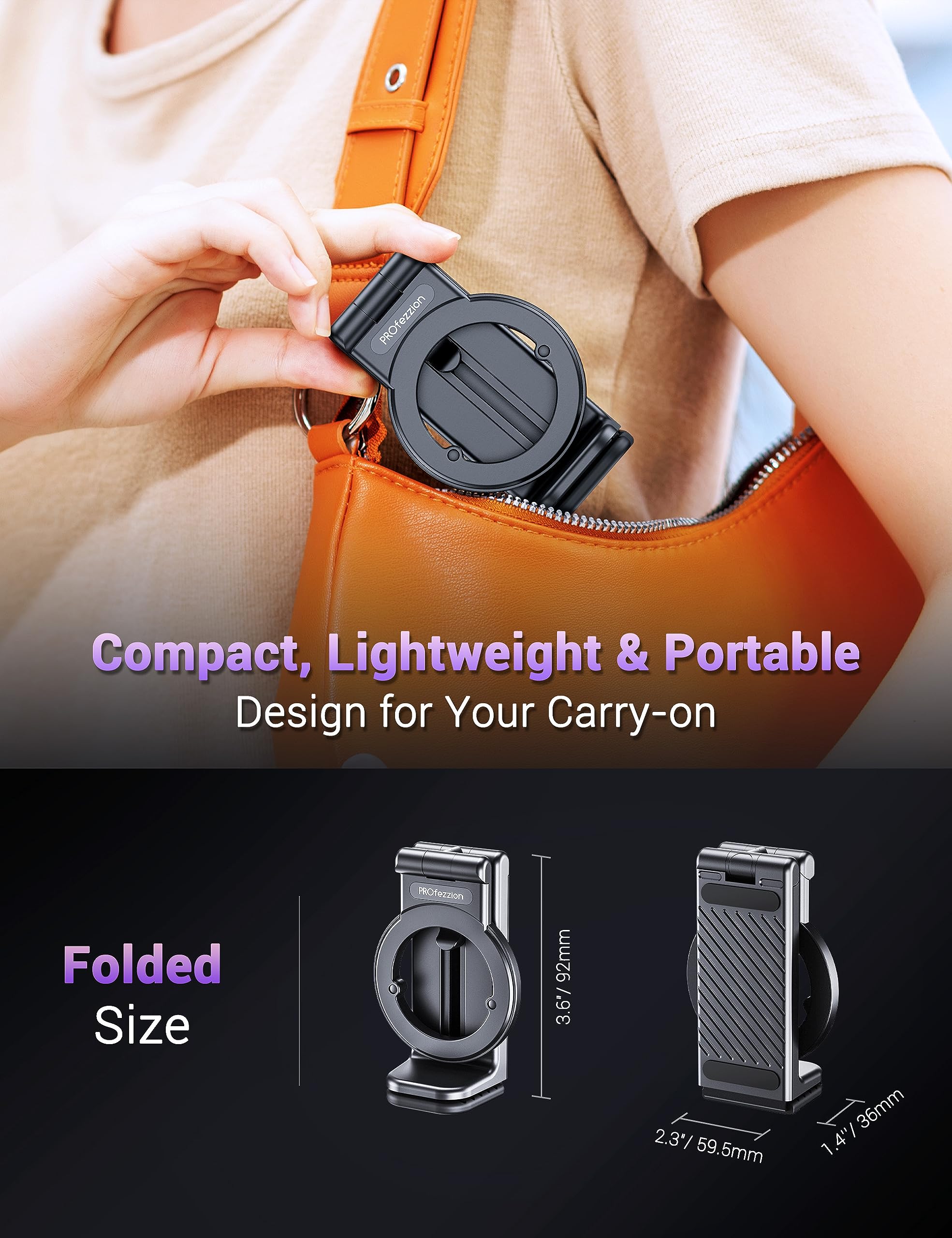 Profezzion Magnetic Airplane Phone Holder For Magsafe, Iphone 16, 15, 14, 13, 12 & All Phones, Handsfree Phone Mount For Seat Tr