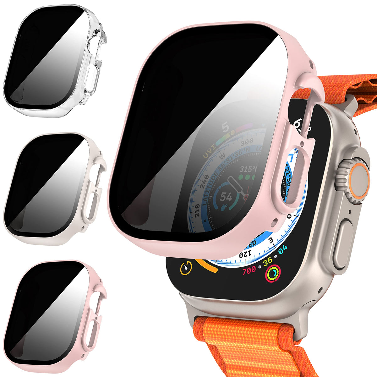 Suoman 3 Pack For Apple Watch Ultra/Ultra 2 49Mm Privacy Screen Protector Case, [Anti Peeping] Ultra Thin Tempered Glass Case Co