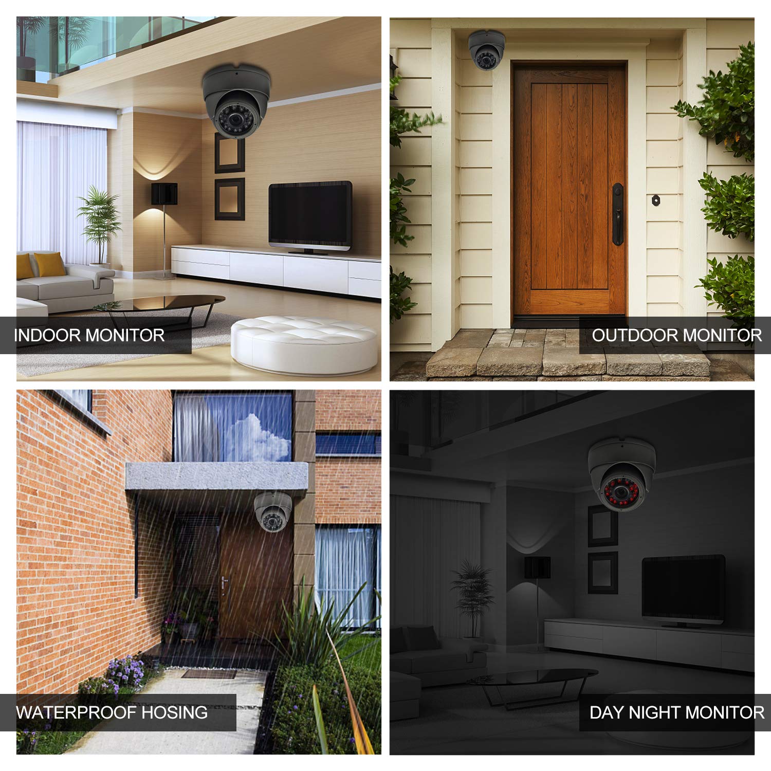 Analog Cctv Camera Hd 1080P 4 In 1 (Tvi/Ahd/Cvi/Cvbs) Security Dome Camera Outdoor, 2.8Mm 12Mm Manual Focus/Zoom Varifocal Lens,