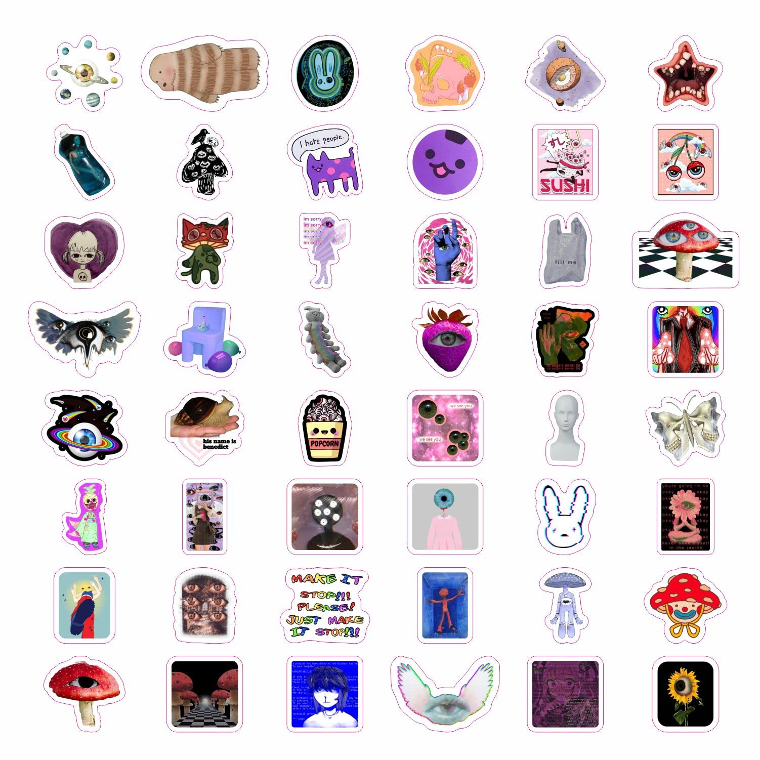 100Pcs Weirdcore Stickers, Weird Stickers For Adults, Weird Gifts, Weird Stuff, Weird Things, Psychedelic Stickers, Trippy Stick