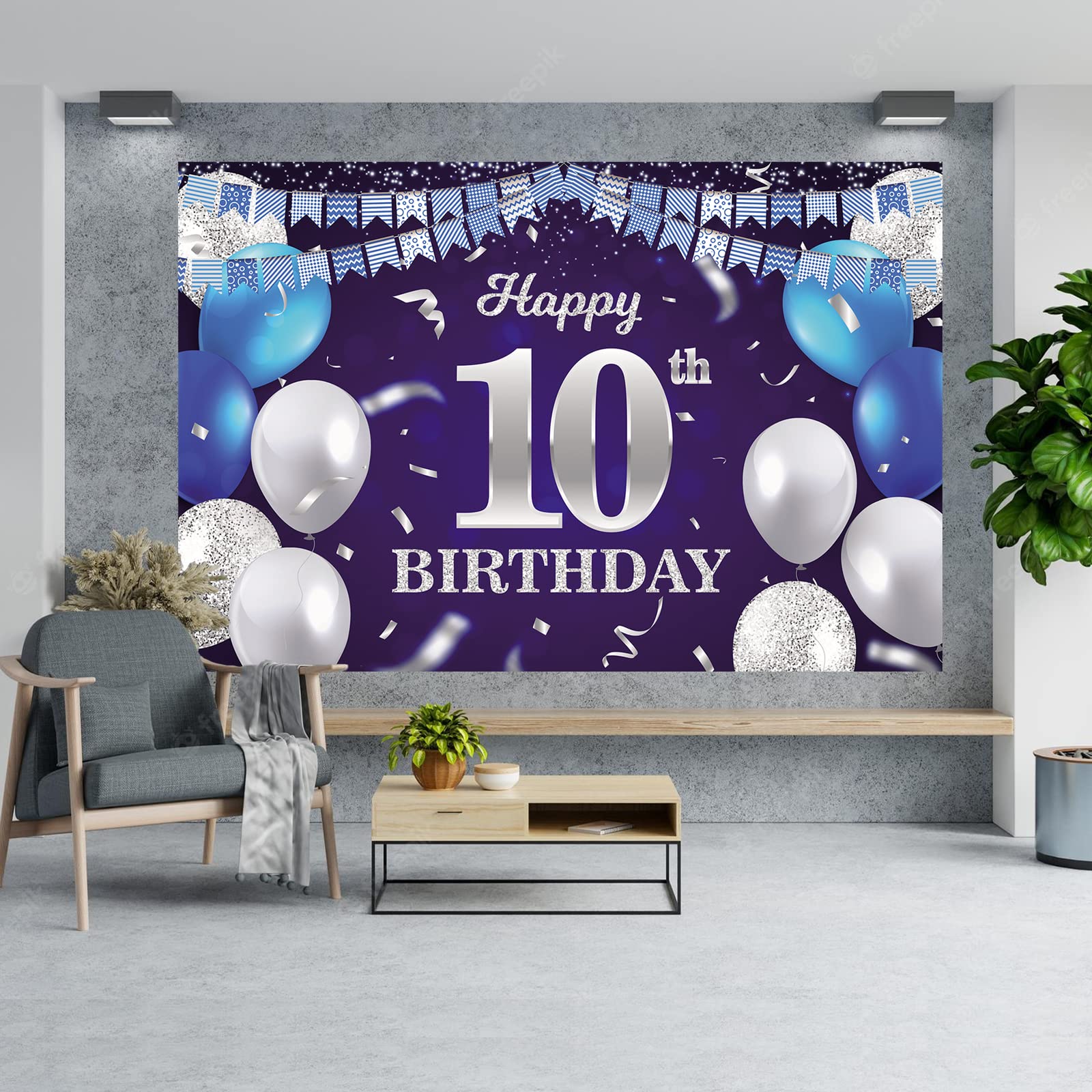 Happy 70Th Birthday Banner Backdrop Navy Blue Balloons Confetti Stripe Flag Light Spots Cheers To 70 Years Old Theme Decorations