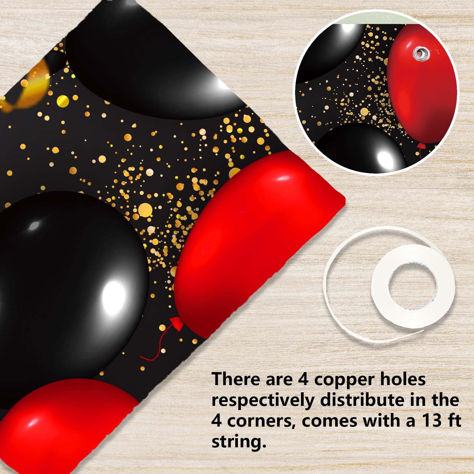 Happy 15Th Birthday Red And Black Banner Backdrop Decorations Balloons Theme Decor For Girls Women Princess 15 Years Old Birthda