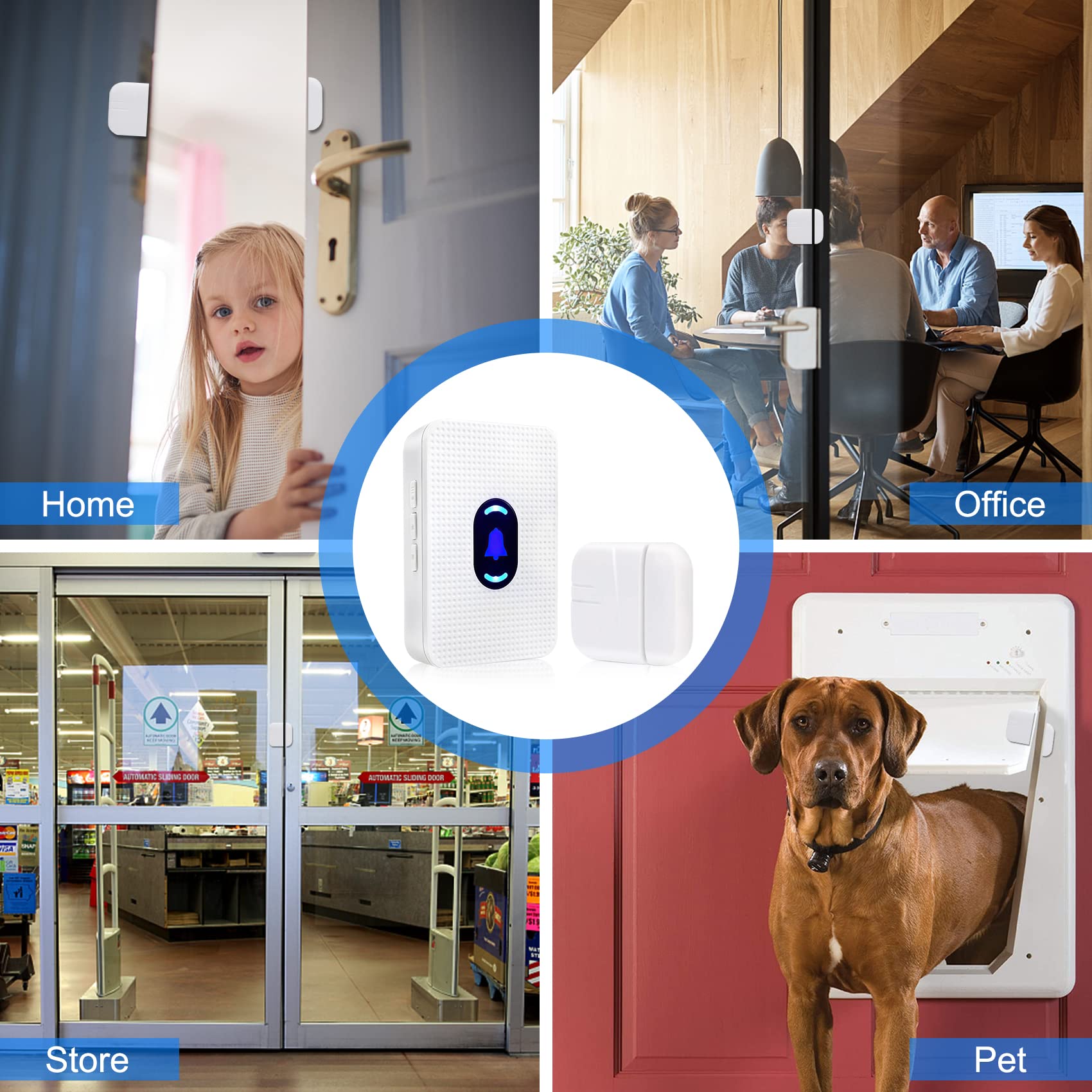 Daytech Wireless Door Chime, Door Dinger For Business Entry/Store/Home/Office, Door Alarms When Opened With 800 Ft Range,55 Chim