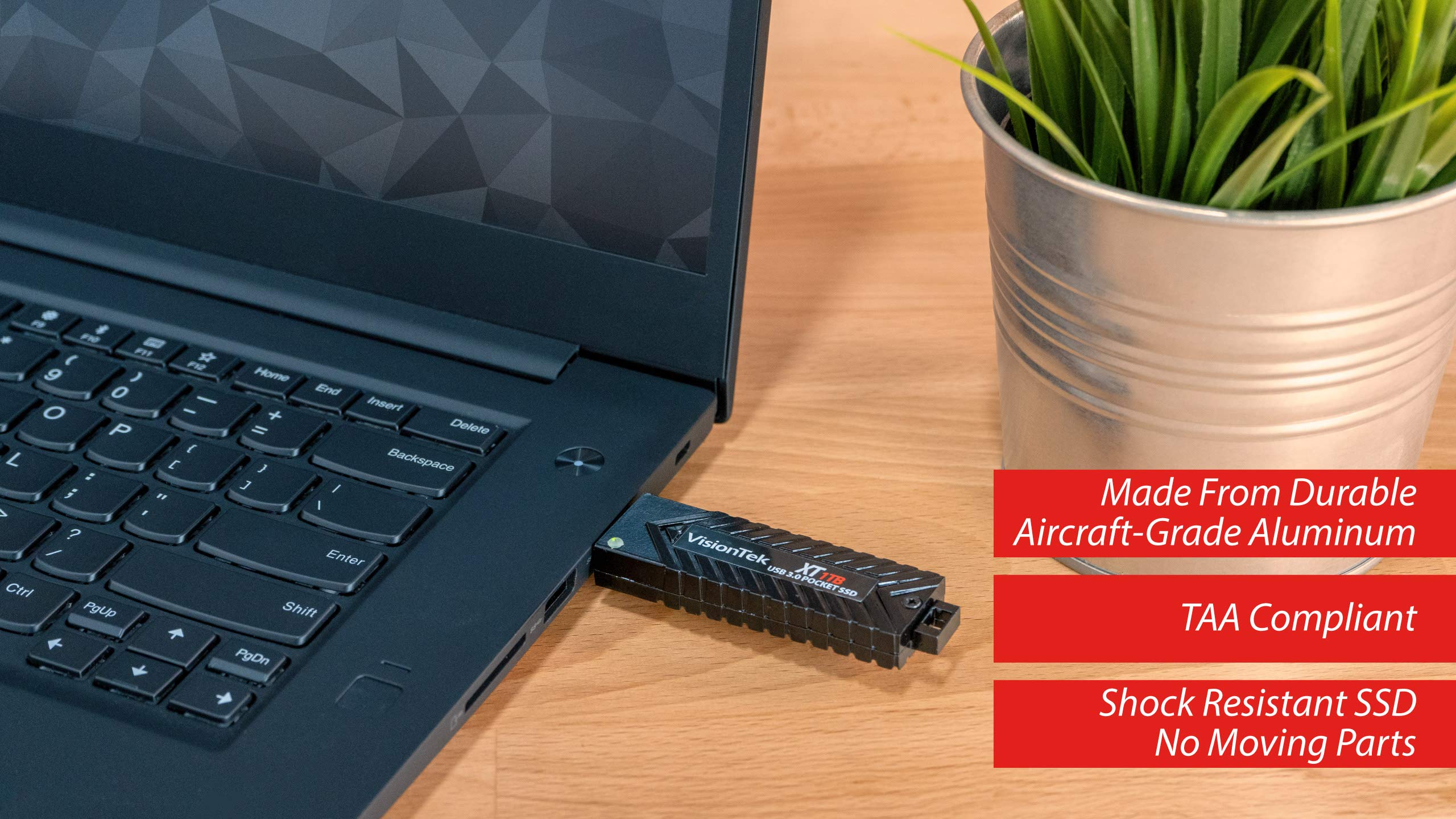 Visiontek Xt 500Gb Usb 3.0 Pocket Ssd With Up To 450Mb/S Read & 445 Mb/S Write Speeds, Bootable Drive, Tlc Nand, Smi Controller,