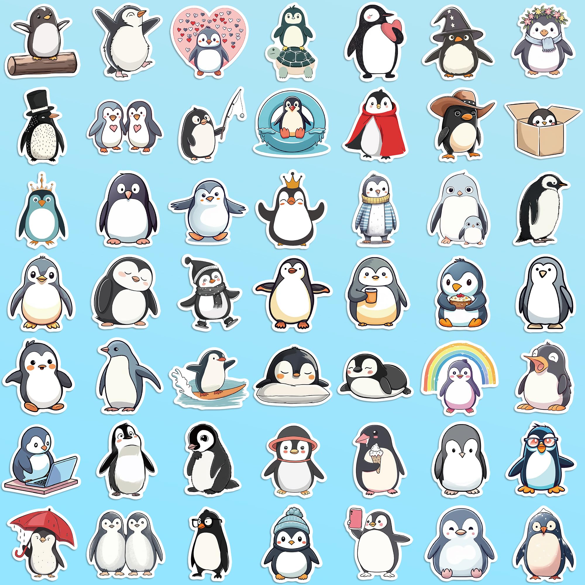 102 Pack Cute Penguin Stickers For Kids Girls Teens,Fun Penguins Gifts Stickers Vinyl Waterproof Stickers For Party Favors Water Bottle Laptop