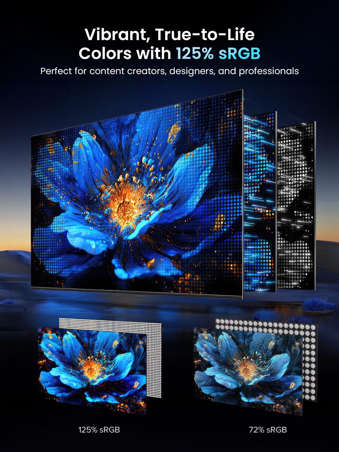 Uperfect Portable Monitor 18.5 Inch 120Hz 100% Srgb 1080P With Vesa & Stand 180� Adjustable Ultra Slim & Lightweight Frameless Fhd Freesync Ips Hdr Gaming Display, Travel Second Monitor For Laptop