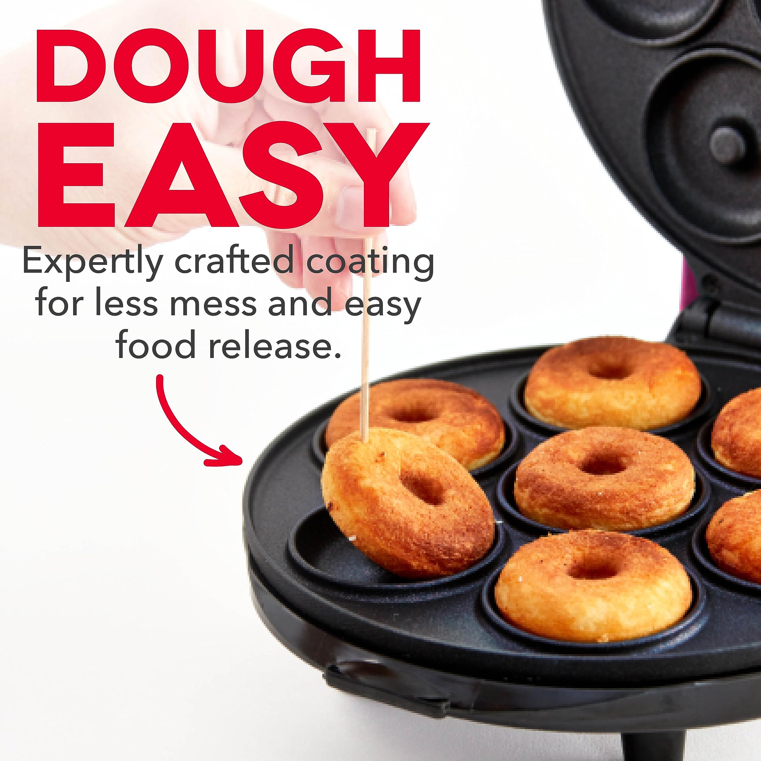 Dash Mini Donut Maker Machine For Kid Friendly Breakfast, Snacks, Desserts & More With Non Stick Surface, Makes 7 Doughnuts, Don