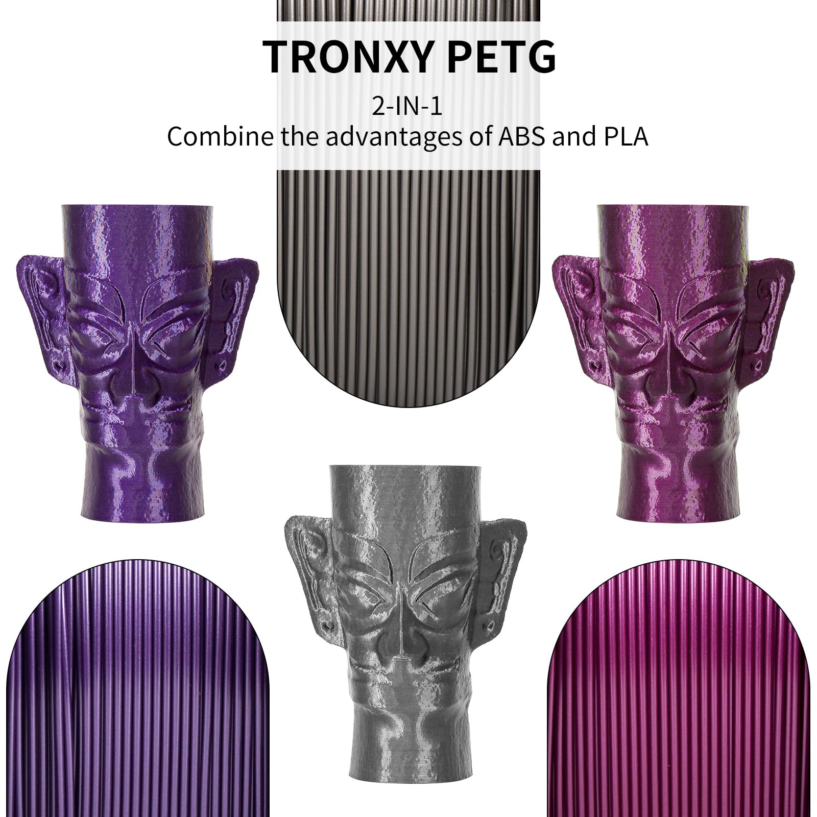 Tronxy Petg Filament 1.75Mm,Metal-Purple-Gold 3D Printer Filament Accuracy +/- 0.05Mm, 1Kg Spool (2.2 Lbs) For 3D Printers