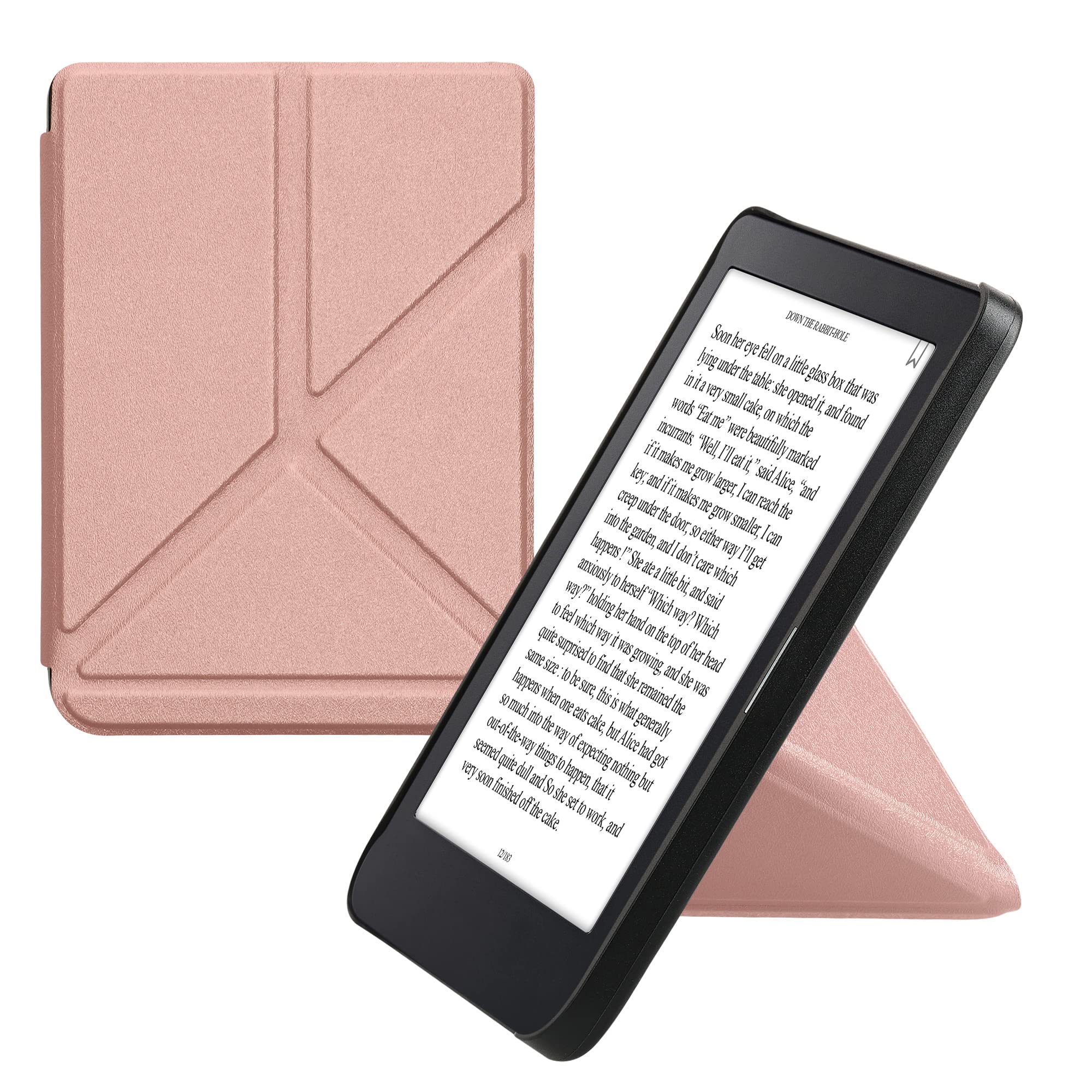 Kwmobile Origami Case Compatible With Kobo Clara 2E / Tolino Shine 4 Case   Slim Pu Leather Cover With Stand   Rose Gold