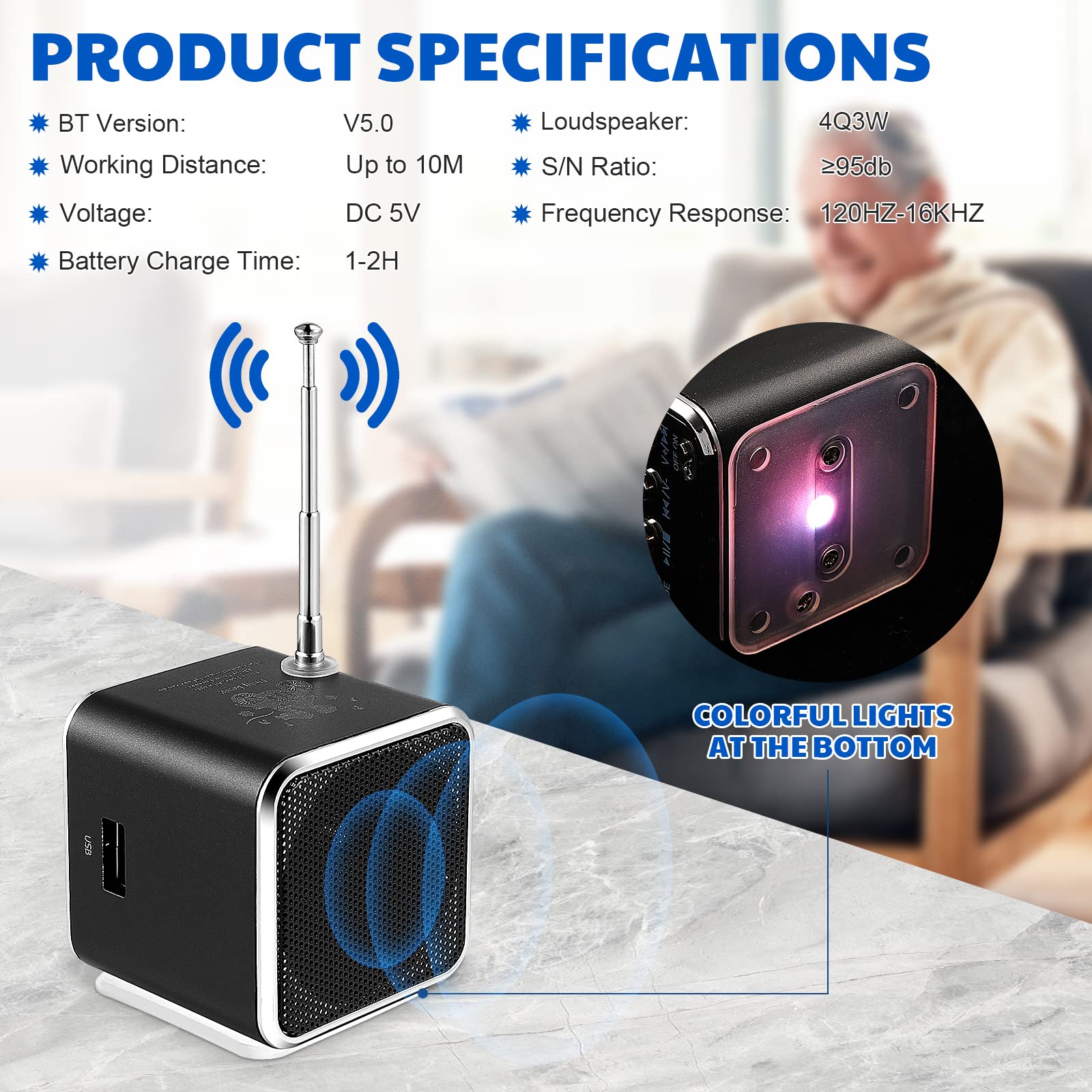 Hemobllo Mini Speaker Digital Portable Music Mp3/4 Player Micro Sd/Tf Usb Disk Speaker Fm Radio Mini Digital Display Screen Spea