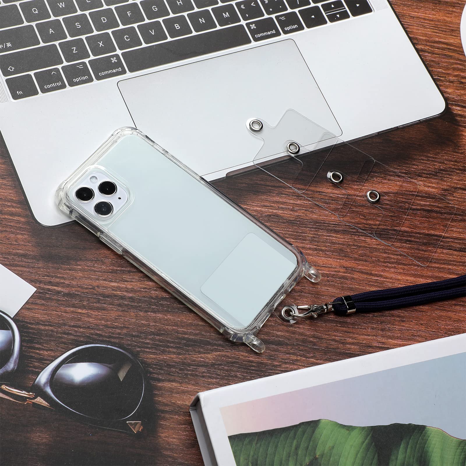 8 Pieces Phone Lanyard Patch Universal Phone Tether Plastic Phone Tether Tab Phone Case Lanyard With Metal Ring Compatible Cellp