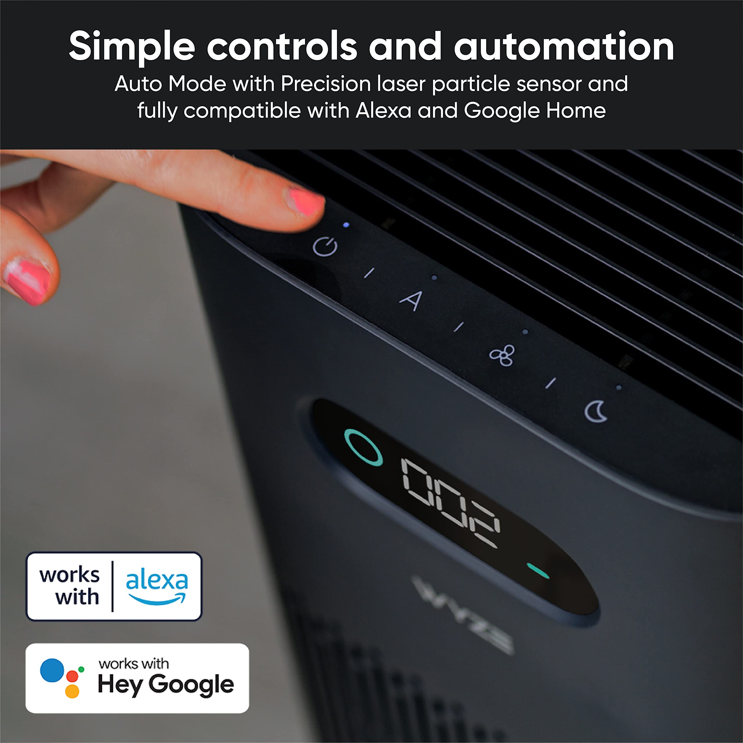 Wyze Air Purifier With Allergen Filter(Standard), For Home Large Room, Hepa 13, 21Db Quiet Sleep Mode, 550 Sq Ft, Remove 99.97%