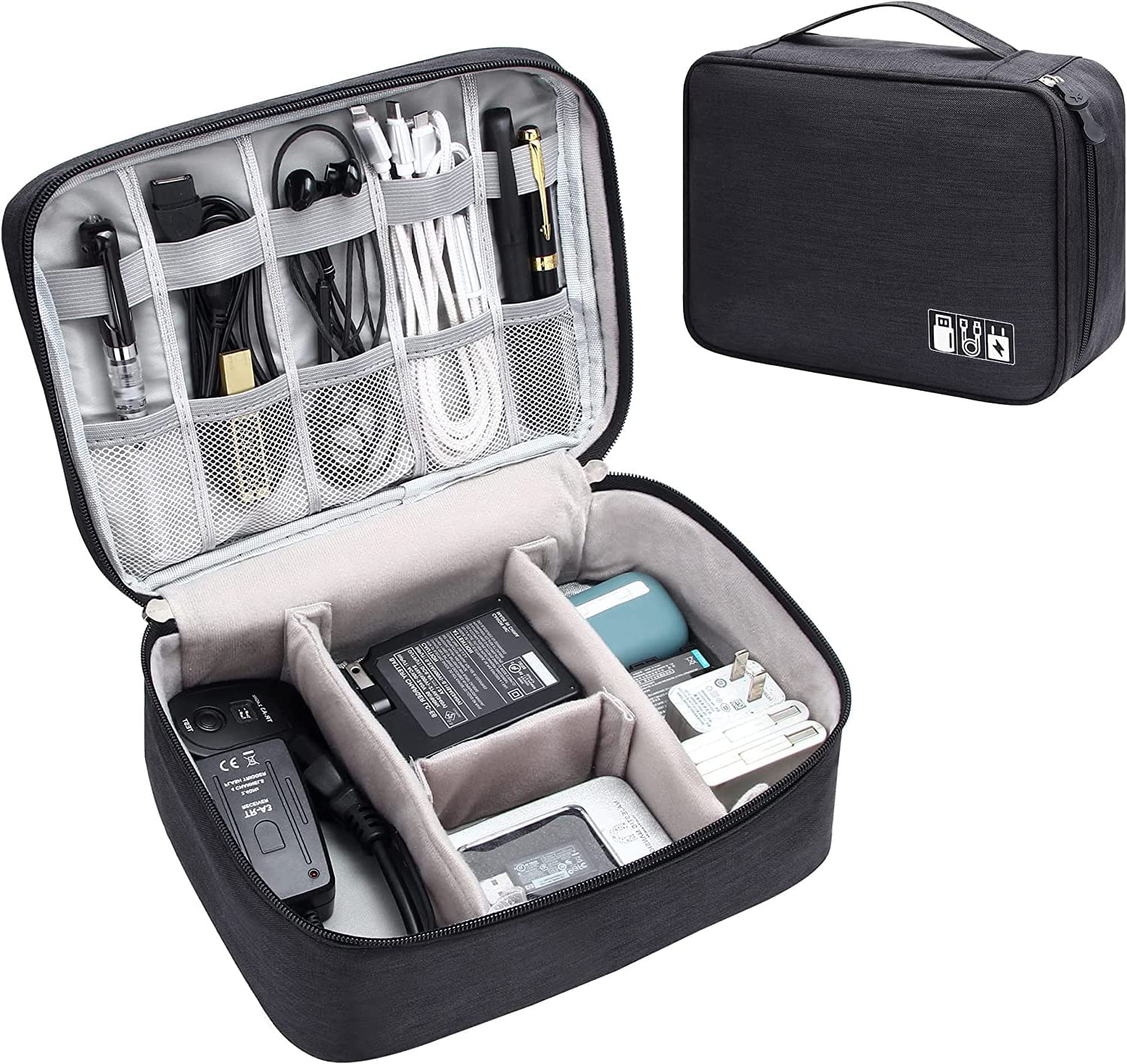 Rigjak Electronics Accessories Organizer Bag, Universal Carry Travel Gadget Bag For Cables, Plug And More, Perfect Size Fits For