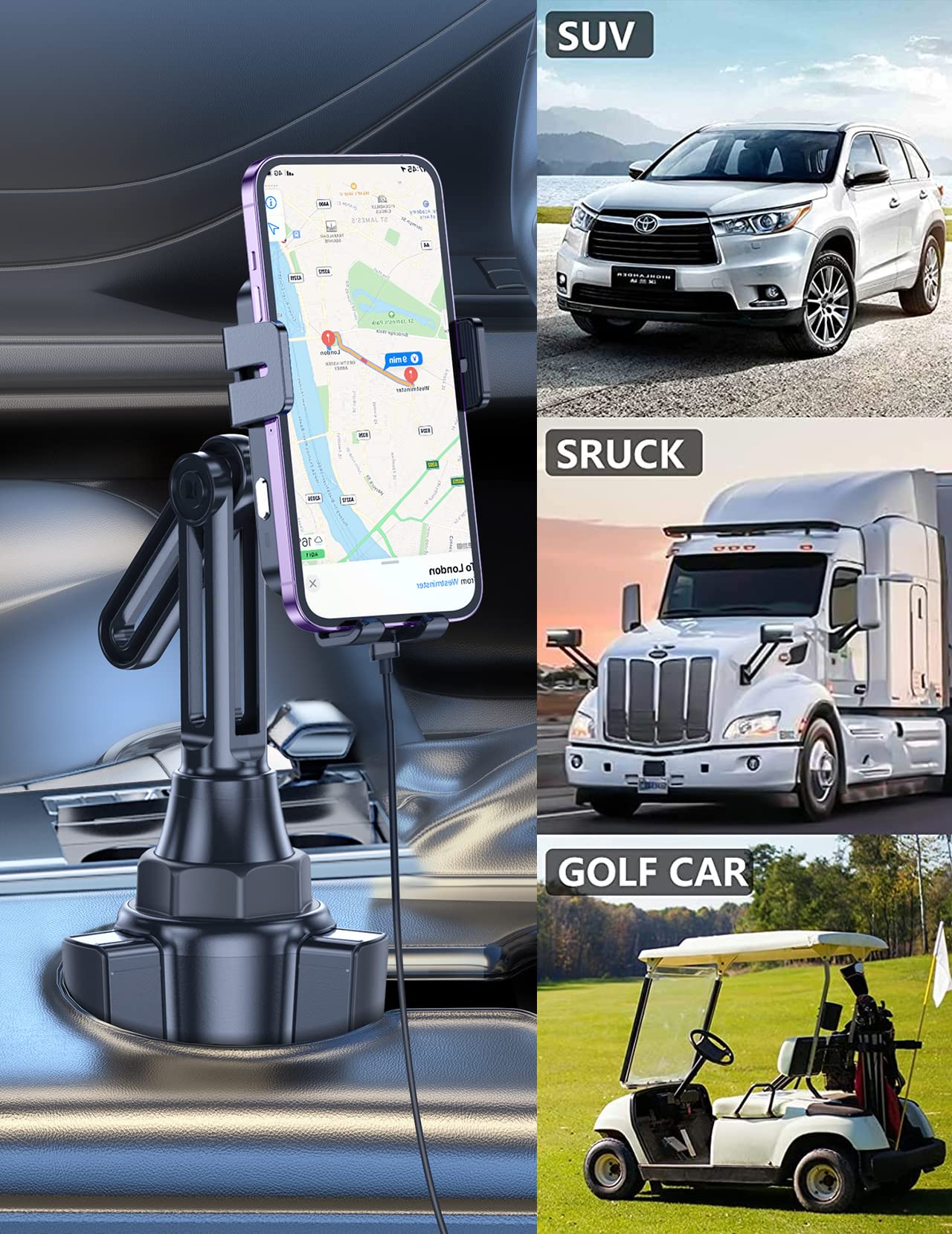 Wireless Car Charger, Mokpr 15W/10W/7.5W Cup Holder Phone Mount, Auto Clamping Fast Charging Car Mount, Air Vent Phone Holder Fo