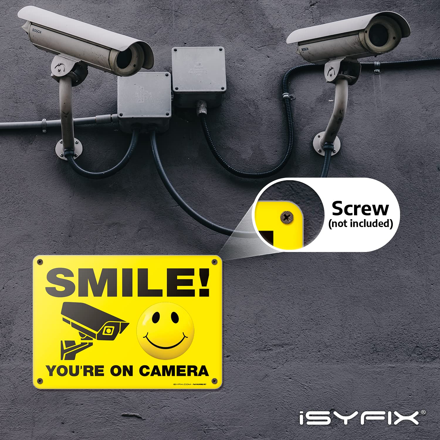 Isyfix Smile You'Re On Camera Signs For Business   1 Pack 10X7 Inch   100% Rust Free .040 Aluminum Sign, Laminated For Uv, Weath