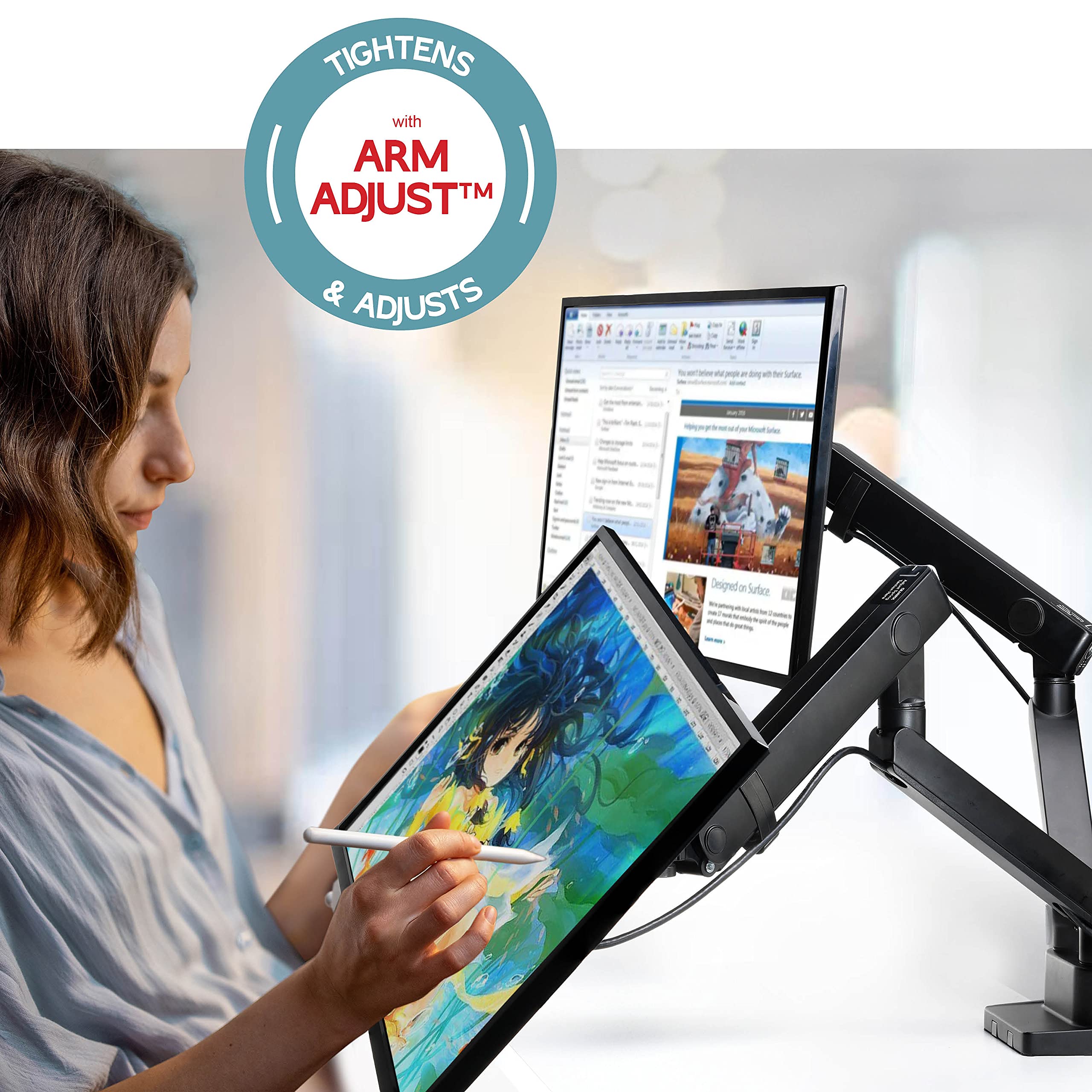 Dual Monitor Arm, Dual Monitor Mount, Dual Monitor Desk Mount Up To 32 Inch Computer Screens, Dual Monitor Stand Vesa Mount, Mon