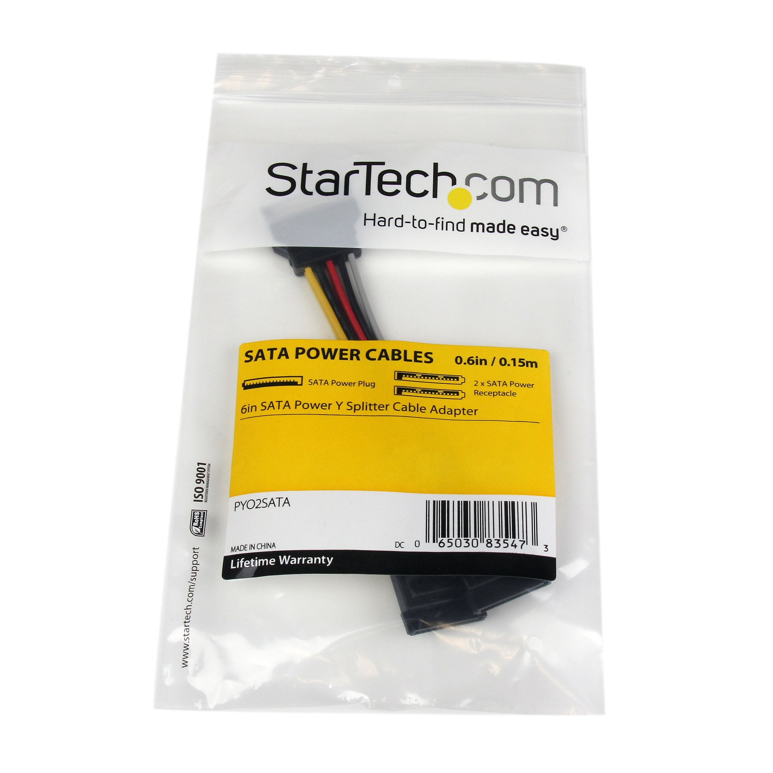 Startech.Com 6In Sata Power Y Splitter Cable Adapter   M/F   Power Splitter   Sata Power (M) To Sata Power (F)   6 In   Pyo2Sata