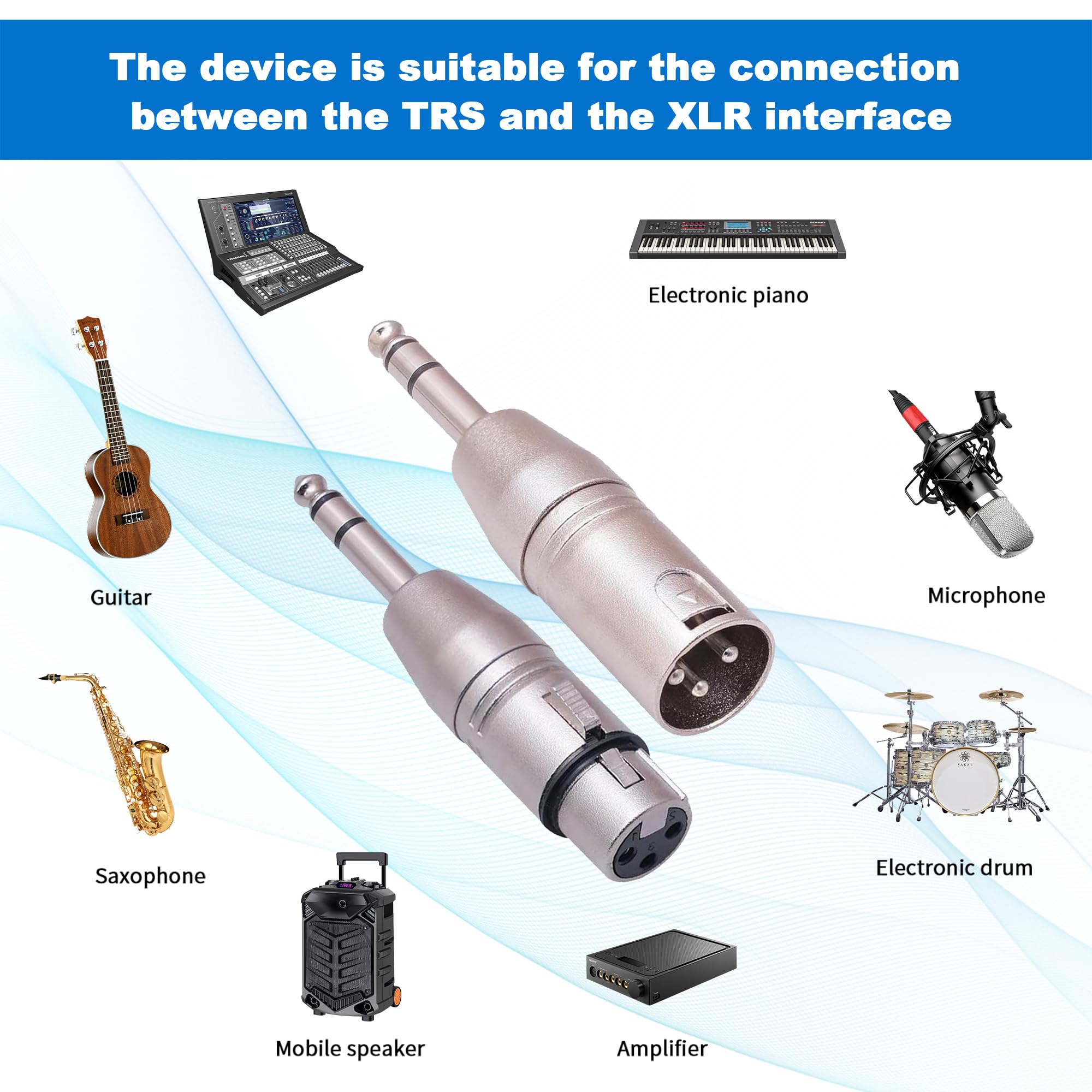 Seefeful 1/4'' Trs To Xlr Adapter 4 Pack, 2 Pack 6.35Mm 1/4'' Male To Xlr Male Adapter And 2Pack 6.35Mm 1/4'' Male To Xlr Female