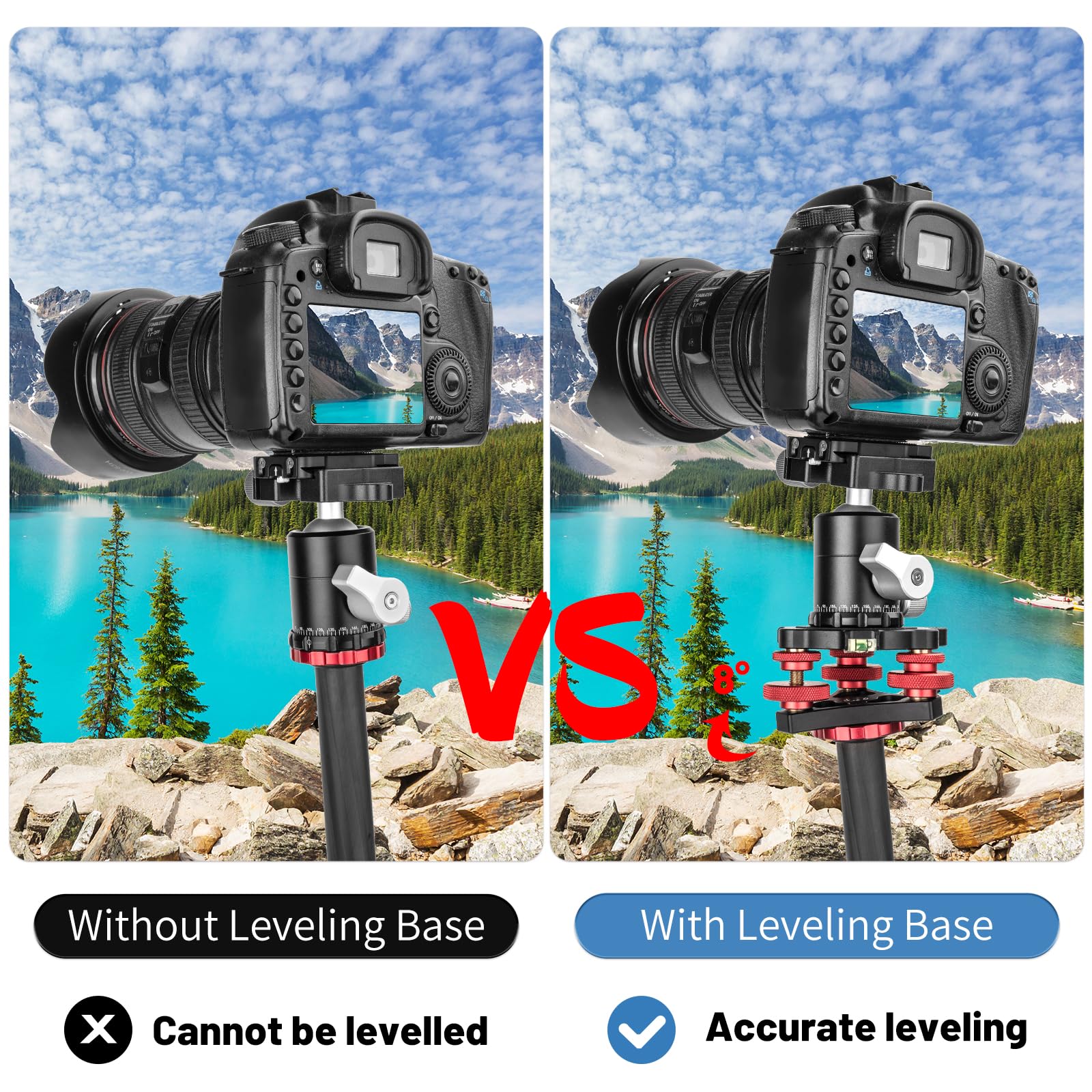 Camerig Tripod Head Leveling Base Camera Leveler, Aircraft Grade Aluminum Alloy 3 Axis Tri Wheel Head, 3/8    Thread, With +/ 5