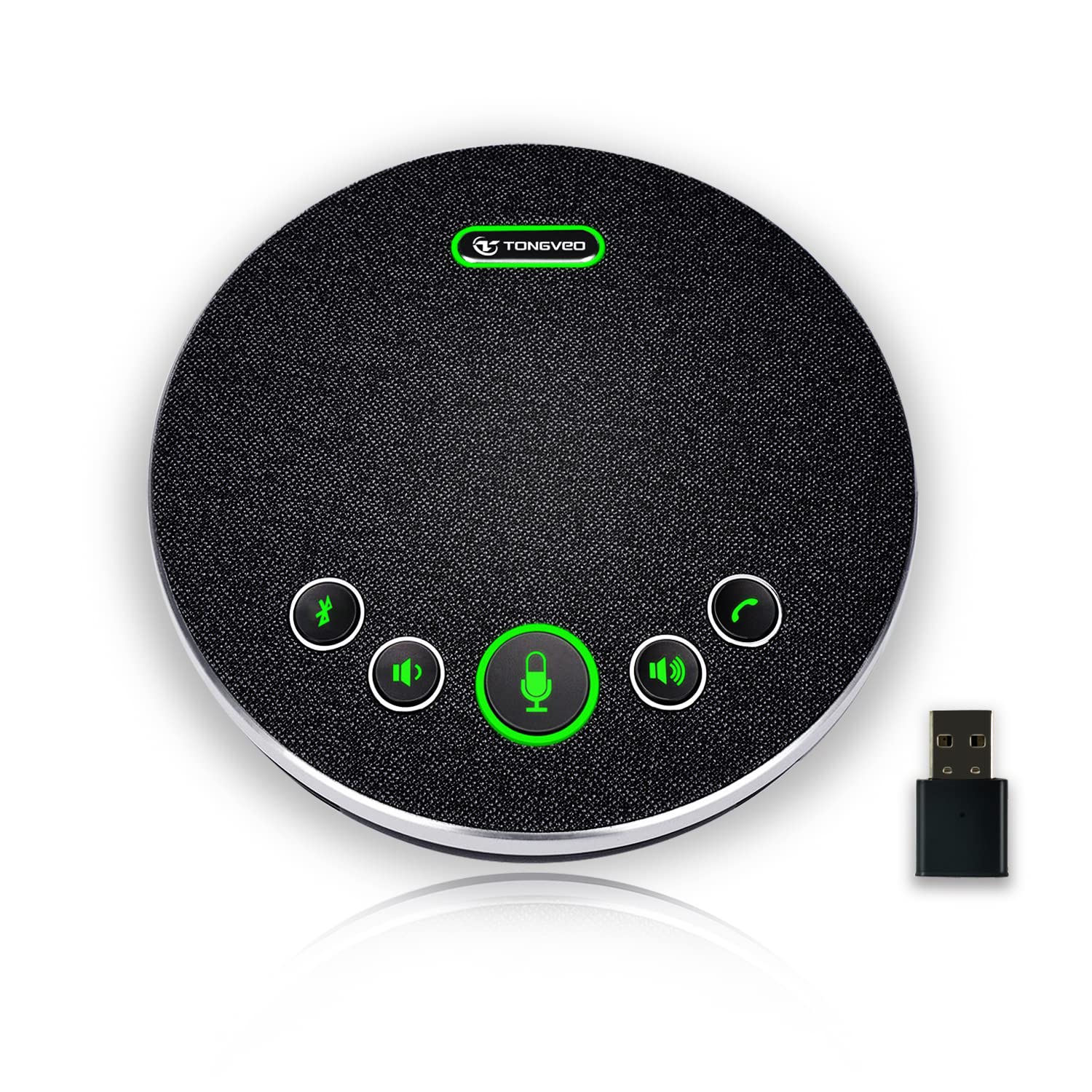 TONGVEO Bluetooth Speakerphone Conference Microphones, Wireless Conference Speaker 360Voice Pick up with 4 AI Noise Cancellation