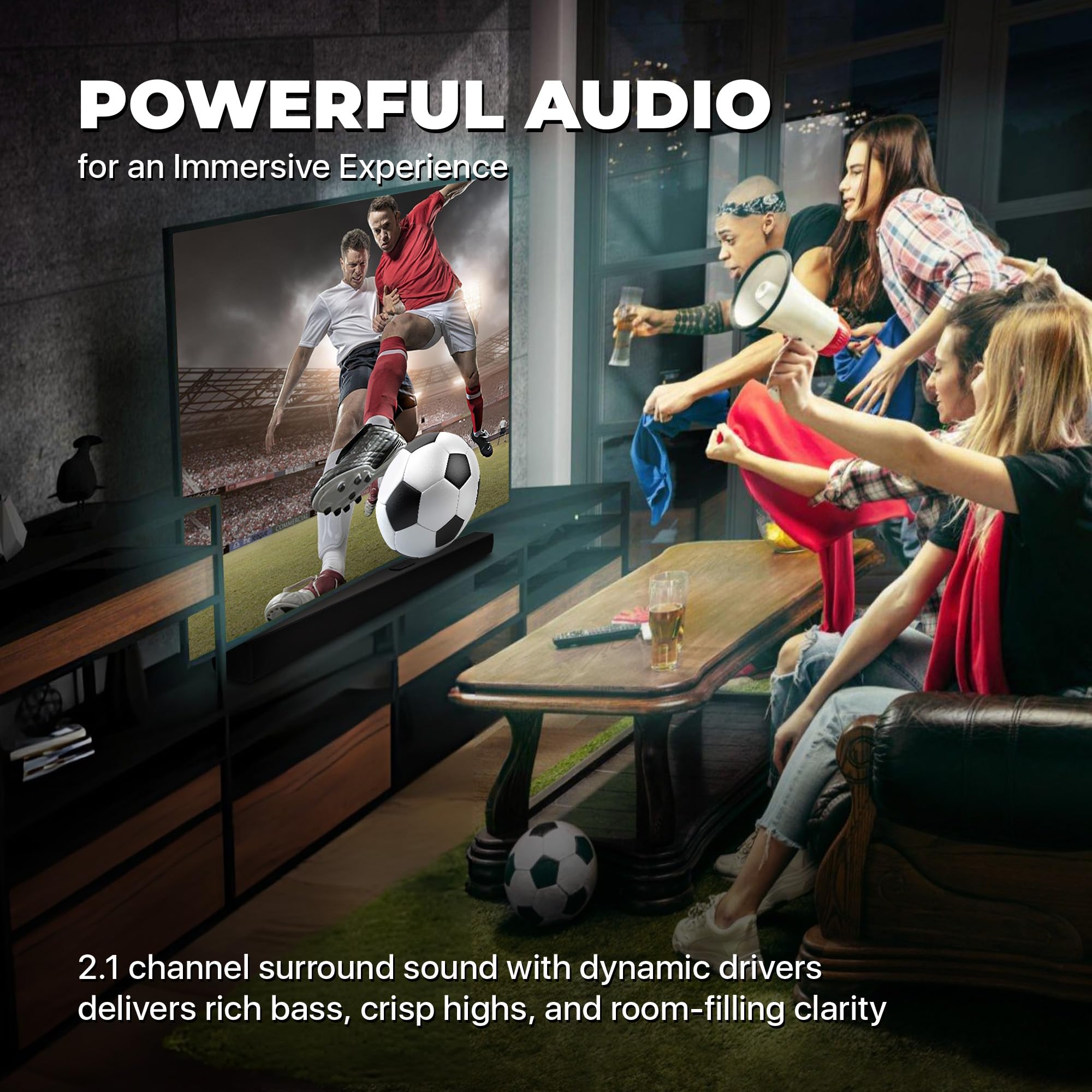 Proscan 37 Inch Bluetooth Speaker, Ultra Slim Sound Bar For Smart Tv With Optical Digital Audio Input, Black