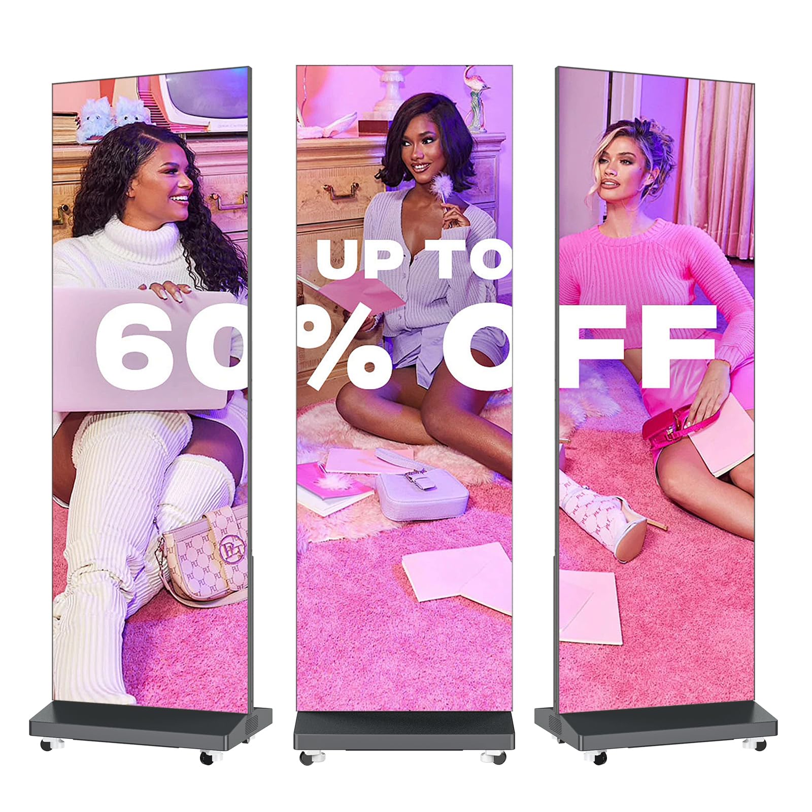 MWE LED Digital Signage Display with Flight Case, P1.86 Spliceable LED Poster Screen with Publishing System, Foldable Advertisin