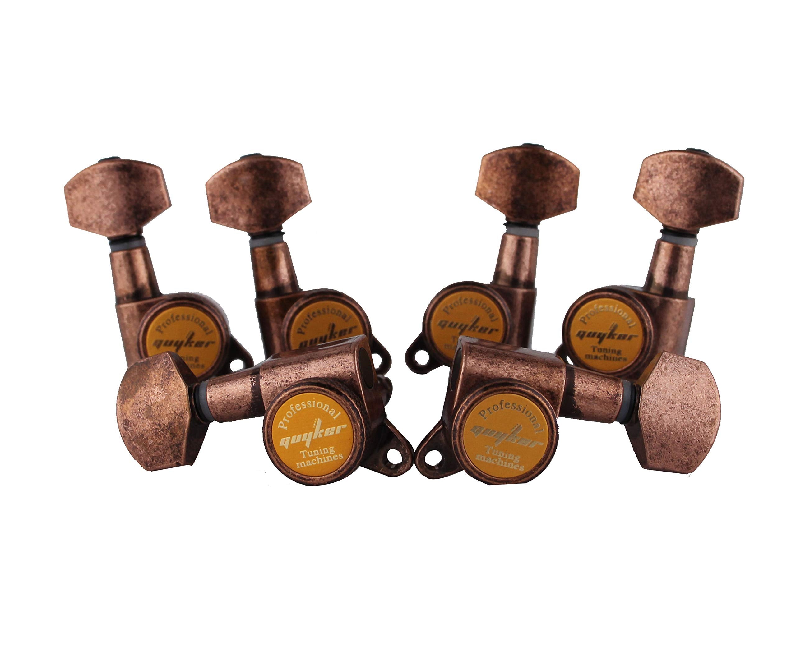 Guyker Guitar Locking Tuners (3L + 3R)   1:18 Lock String Tuning Key Pegs Machine Head Replacement For St Tl Sg Lp Style Electri