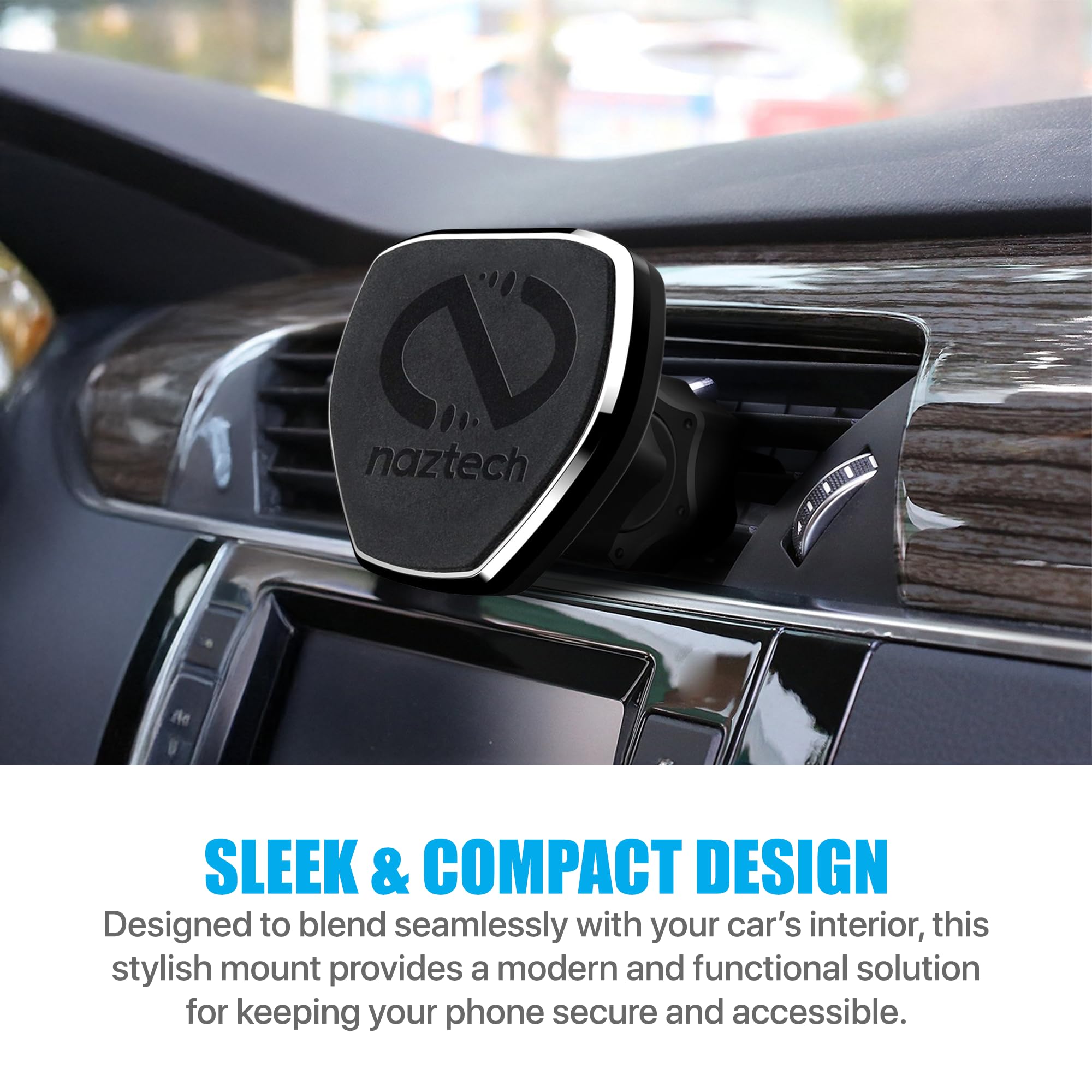 Naztech Magbuddy Car Air Vent Cell Phone Holder Mount [Hands Free - Easily Install] Universal For Iphone 15/14/13 Galaxy S24/S23