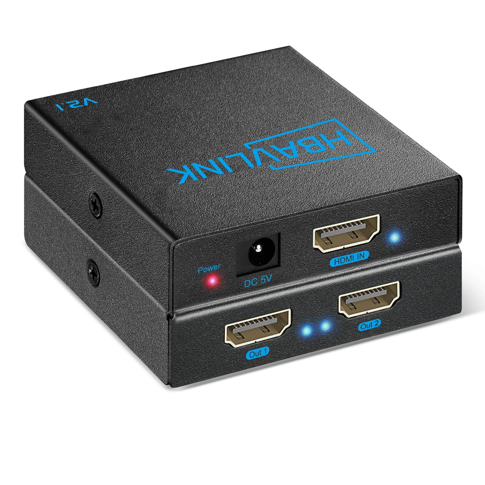 HBAVLINK HDMI Splitter - HDCP, HDR, Dolby/DTS5.1/7.1 - Compatible with Firestick 4k Max, PS3/PS5 & Elgato HD60s/x/Pro, Apple TV