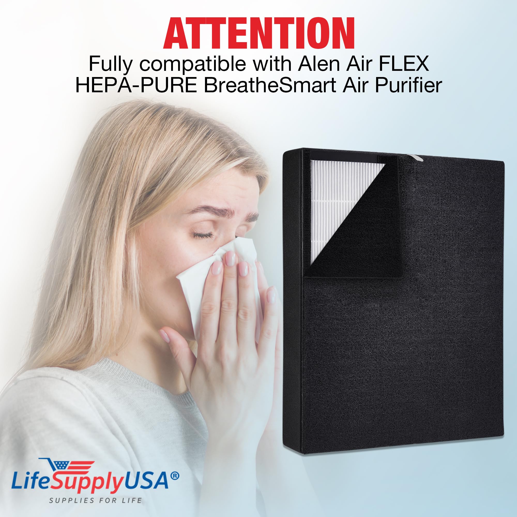Lifesupplyusa True Hepa Filter Replacement Compatible With Alen Air Flex Hepa Pure Breathesmart Air Purifier