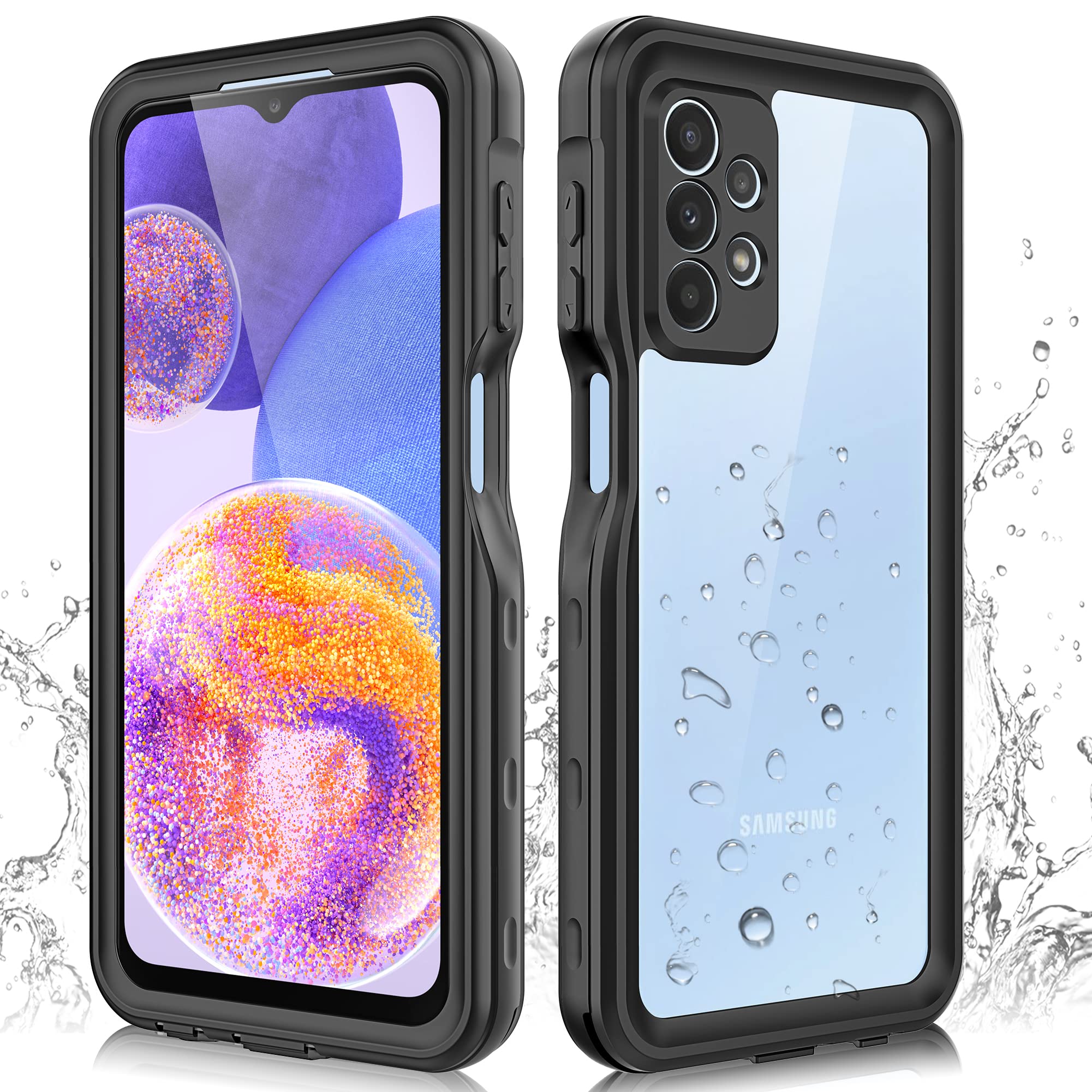 for Samsung Galaxy A23 5G Case, Waterproof Phone Case with Builtin Screen Protector and Lanyard, Full Body Underwater Dustproof