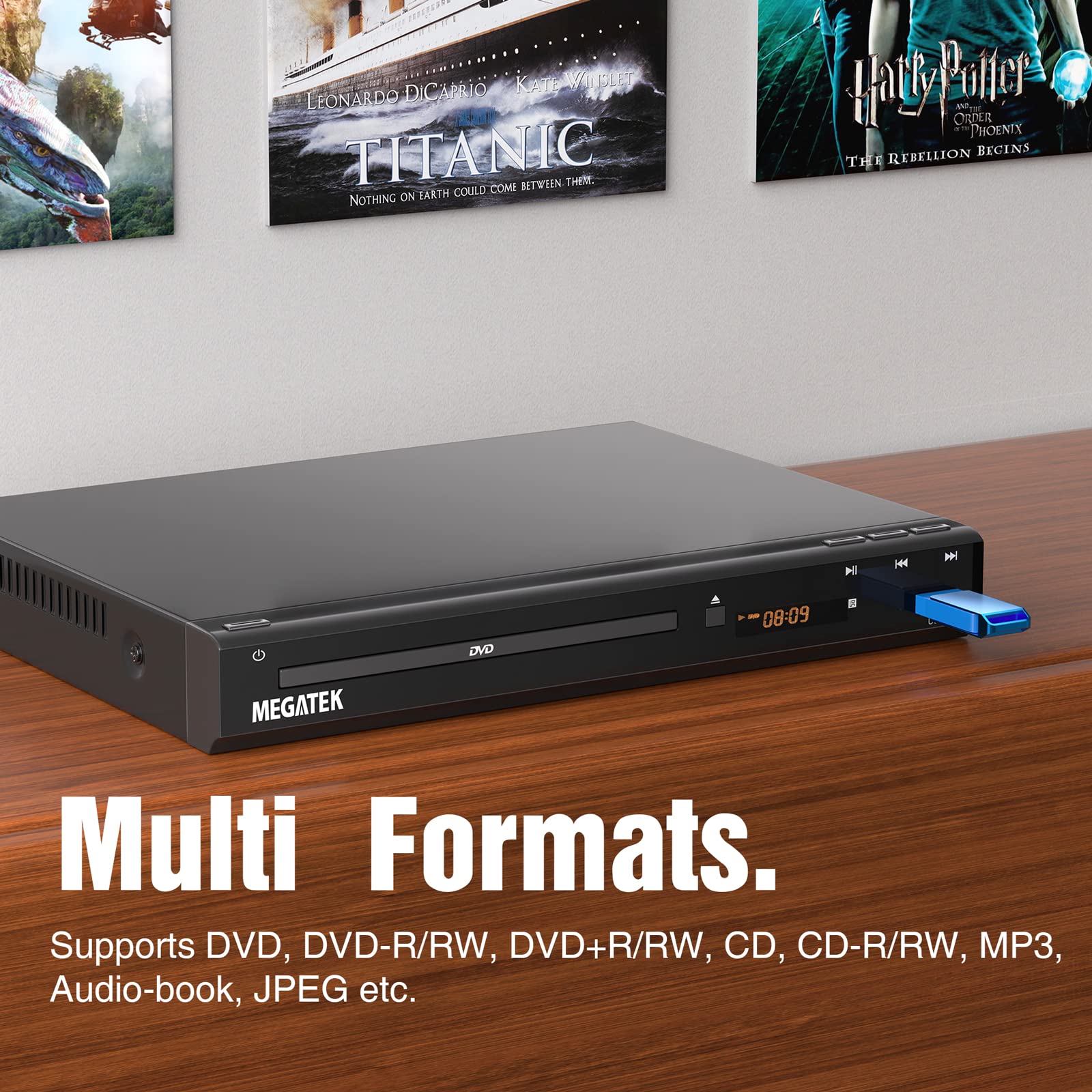 Megatek Region Free Dvd Player For Tv With Hdmi, Cd Player For Home, Plays All Regions And Formats, Usb Port, Durable Metal Casi