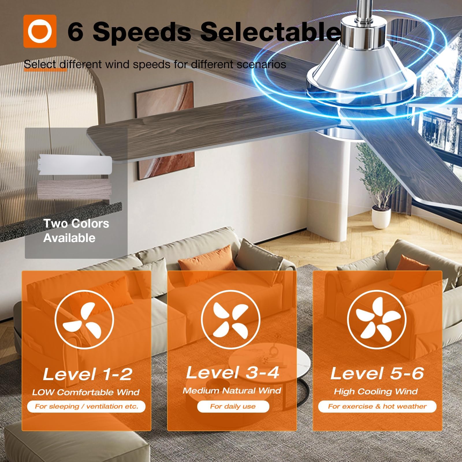 Addlon Ceiling Fans With Lights, 42 Inch Nickel Ceiling Fan With Light And Remote Control, Reversible, 3Cct, Dimmable, Noiseless