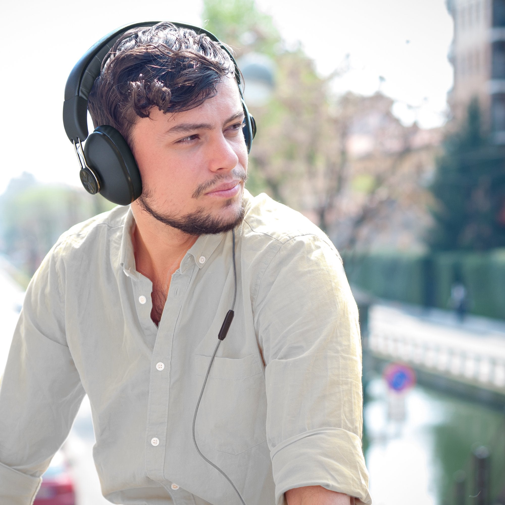 Jlab Audio Bombora Over Ear Headphones With Universal Mic, Matte Brown/Gold