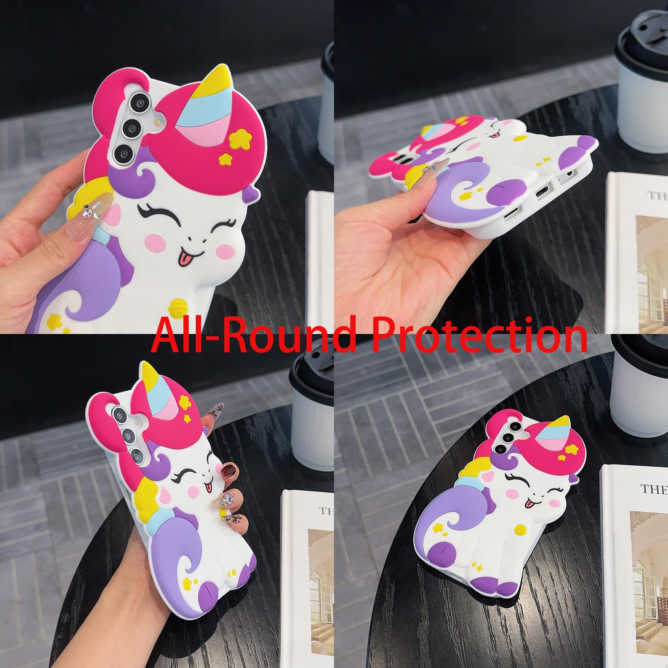 Wifantien 3D Cute Unicorn Case,Cartoon Kawaii Fashion Character Unicorn Horse Kids Girls Women Soft Silicone Case For Samsung Ga