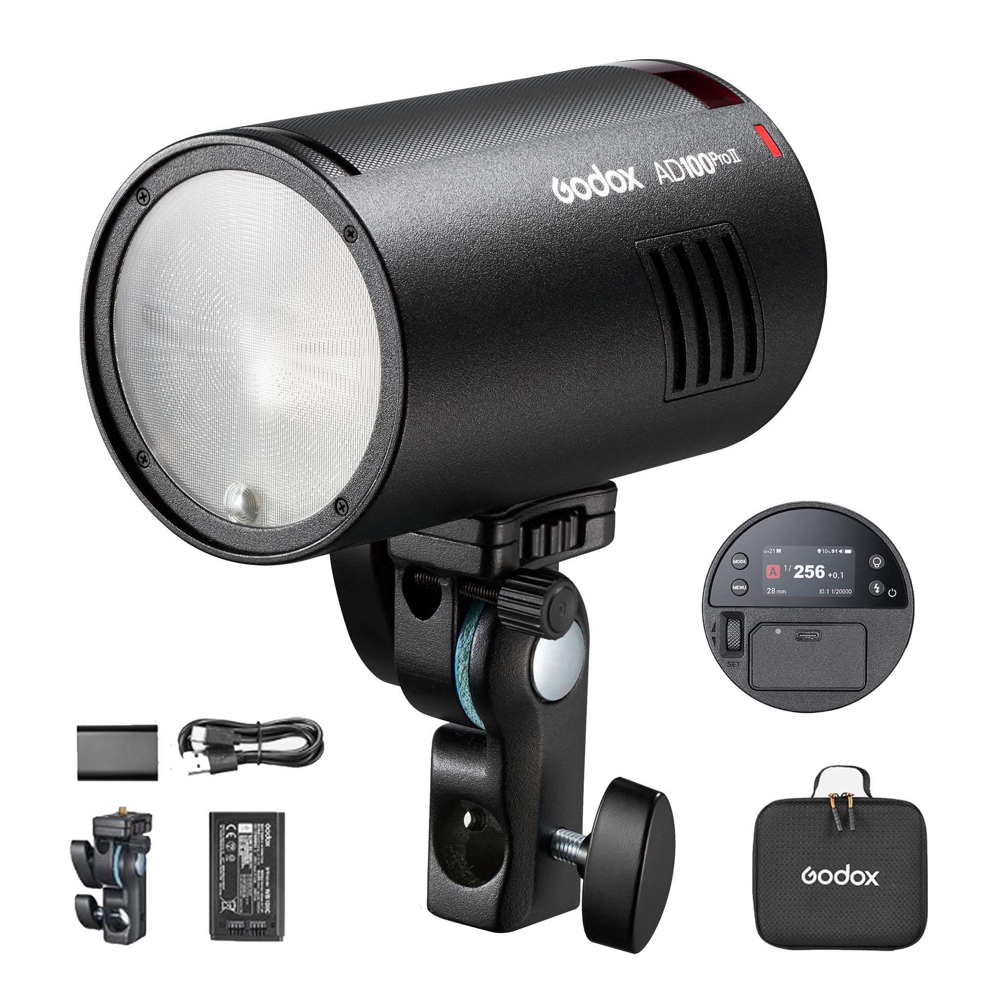 Godox AD100 Pro II AD100ProII Pocket Flash, 100Ws Strobe Light One-Touch Sync with X3/X3Pro, 2.4G TTL 1/8000s HSS,490 Full Power