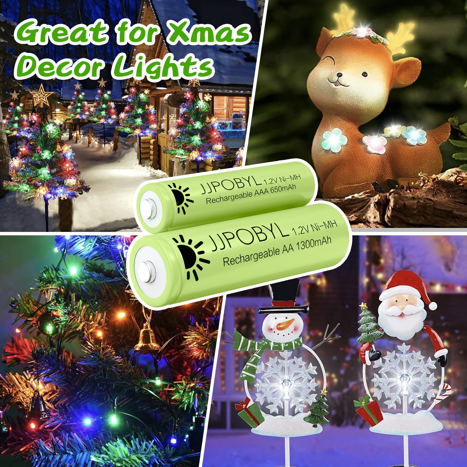 Jjpobyl Rechargeable Batteries Aa 1300Mah 1.2V Nimh Batteries For Solar Lights, Precharged Aa Solar Batteries For Garden Lights,