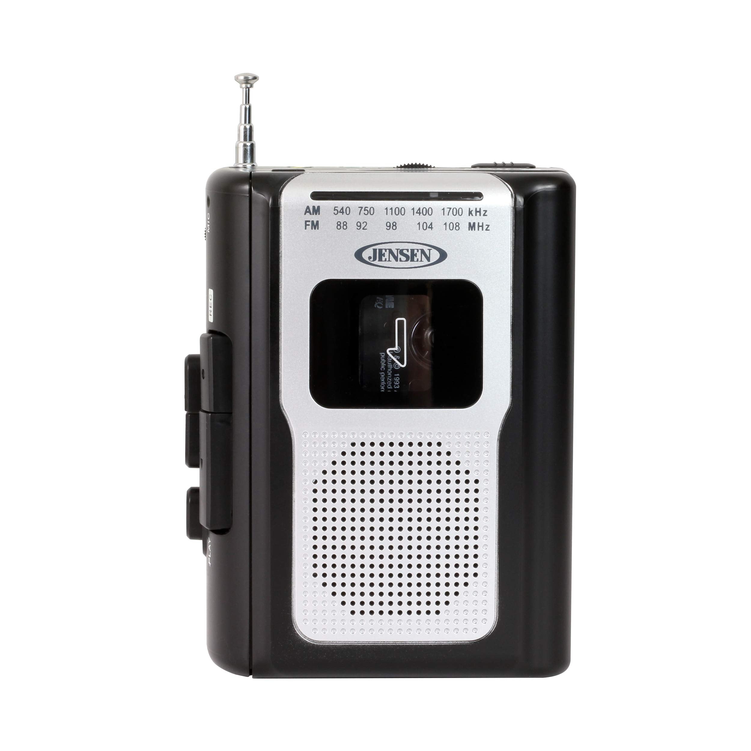 Jensen CR100 Retro Portable AM/FM Radio Personal Cassette Player Compact Lightweight Design Stereo AM/FM Radio Cassette Player/