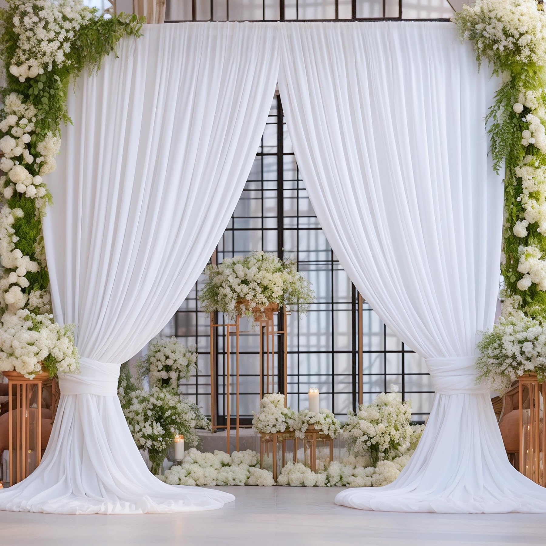 10Ft X 7Ft White Backdrop Curtain For Parties Wedding White Wrinkle Free Backdrop Drapes Panels For Baby Shower Gender Reveal Bi