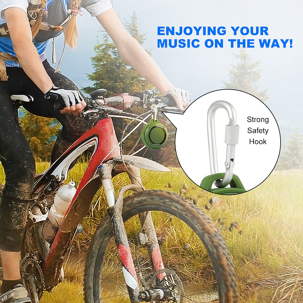 Kunodi Outdoor Waterproof Bluetooth Speaker, Wireless Portable Mini Travel Speaker With Subwoofer, Enhanced Bass, Built In Mic For Sports, Pool, Beach, Hiking, Camping (Green)