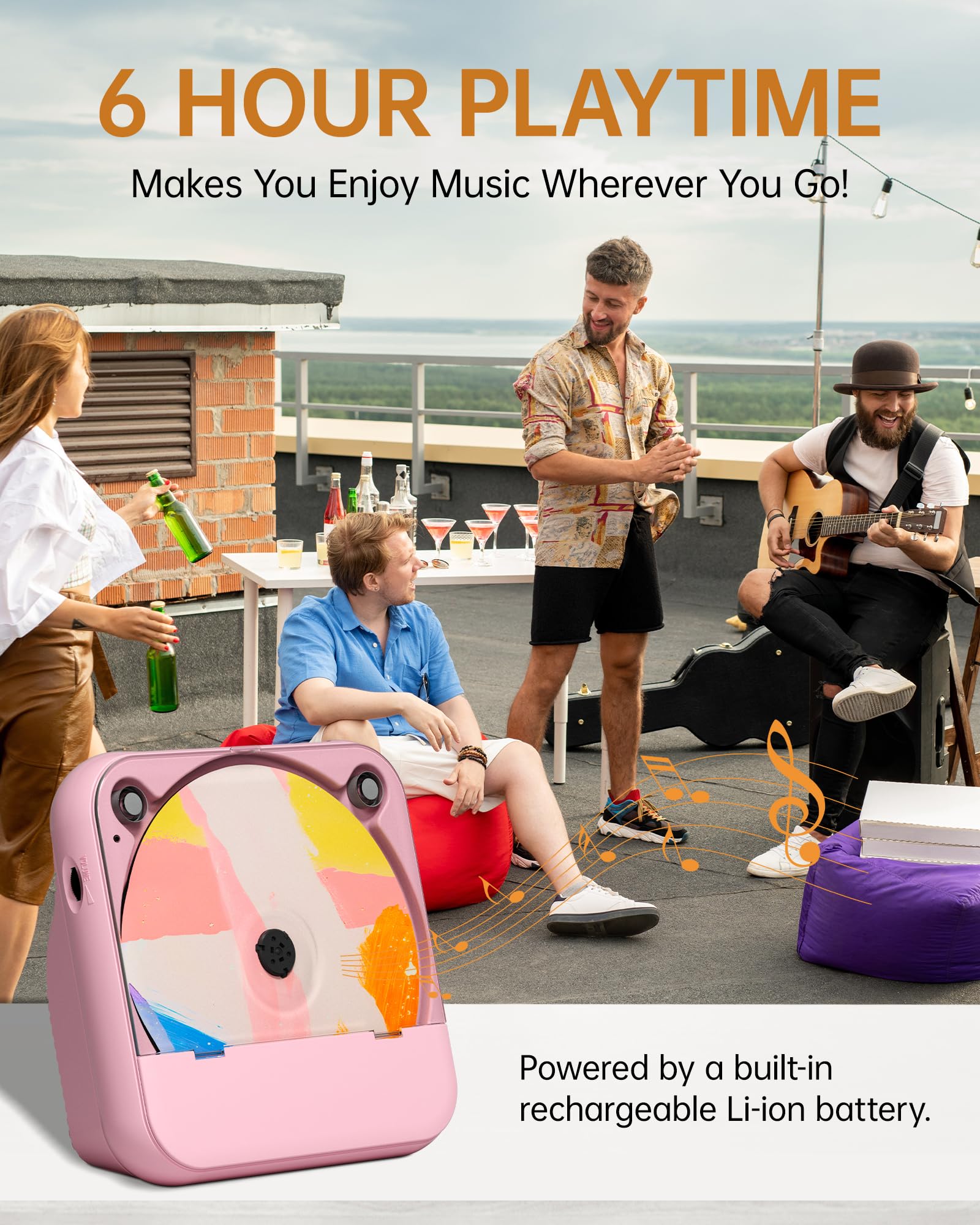 Portable Cd Player With Bluetooth, Rechargeable Wireless Mini Desktop For Home With Hifi Speaker, Cute Cd Player Remote Control,