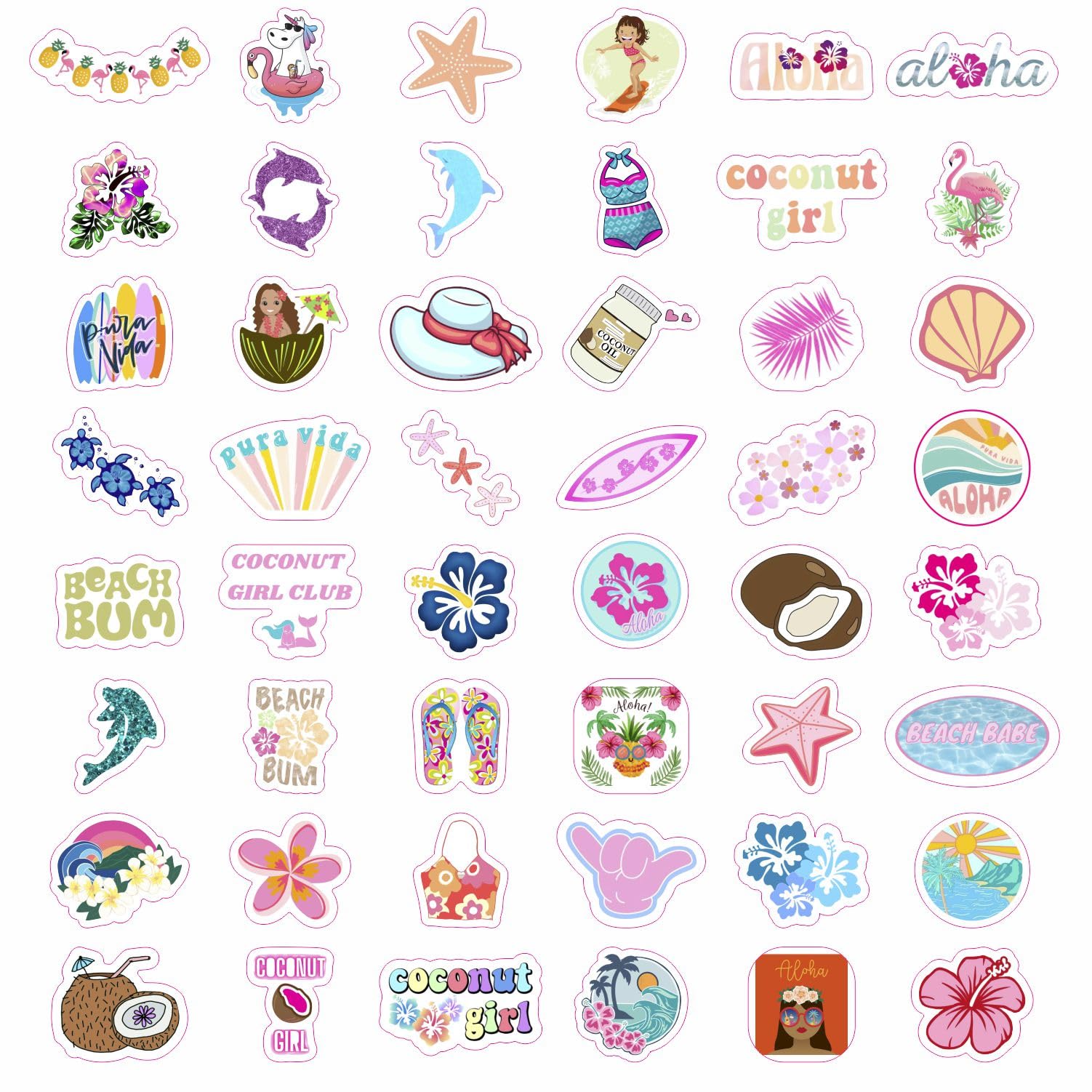 Coconut Girl Stickers For Water Bottle And Laptop   Waterproof Vinyl Hibiscus Decals, Coconut Girl Gifts For Girls, Women   Coco