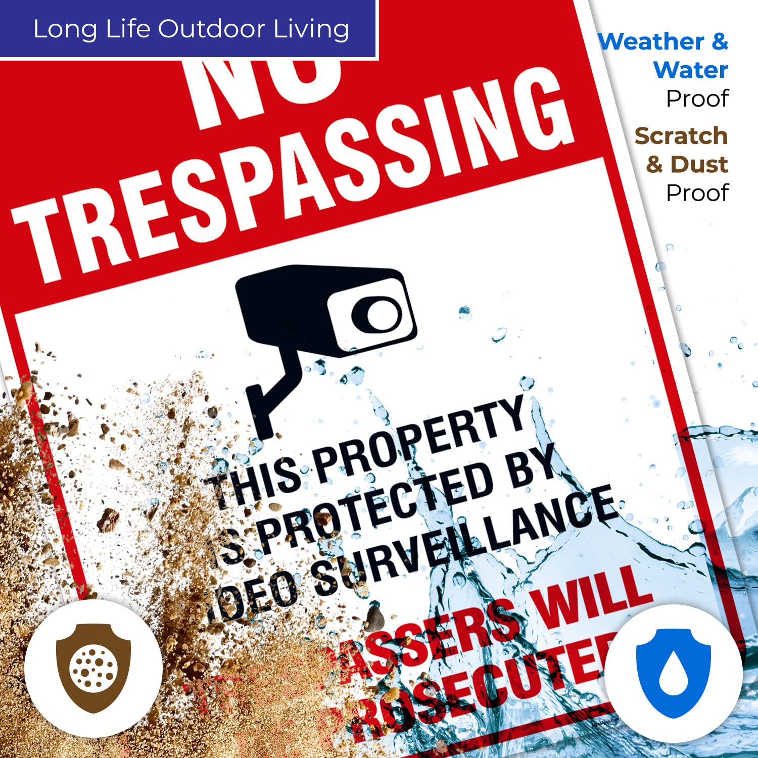 Sigo Signs, Video Surveillance No Trespassing Sign, Cctv Security Camera, 24X30 Inches, Rust Free .063 Aluminum, Fade Resistant,