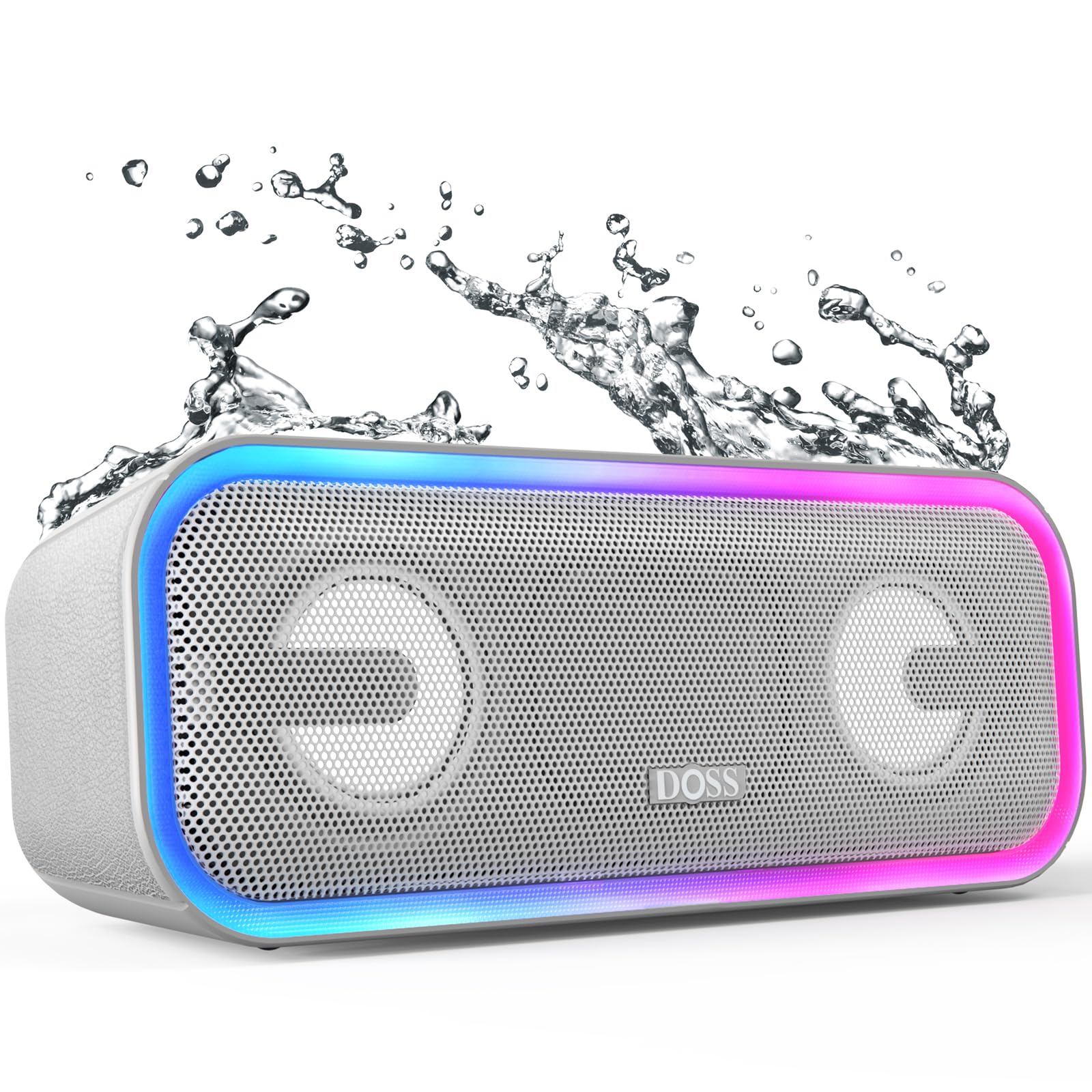 Doss Soundbox Pro+ Bluetooth Speaker With 24W Impressive Sound, Booming Bass, Ipx6 Waterproof, 15Hrs Playtime, Wireless Stereo Pairing, Mixed Colors Lights, 66 Ft  Grey