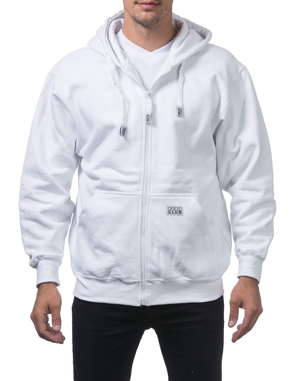 Pro Club Mens Heavyweight Full Zip Fleece Hoodie, Large, Snow White