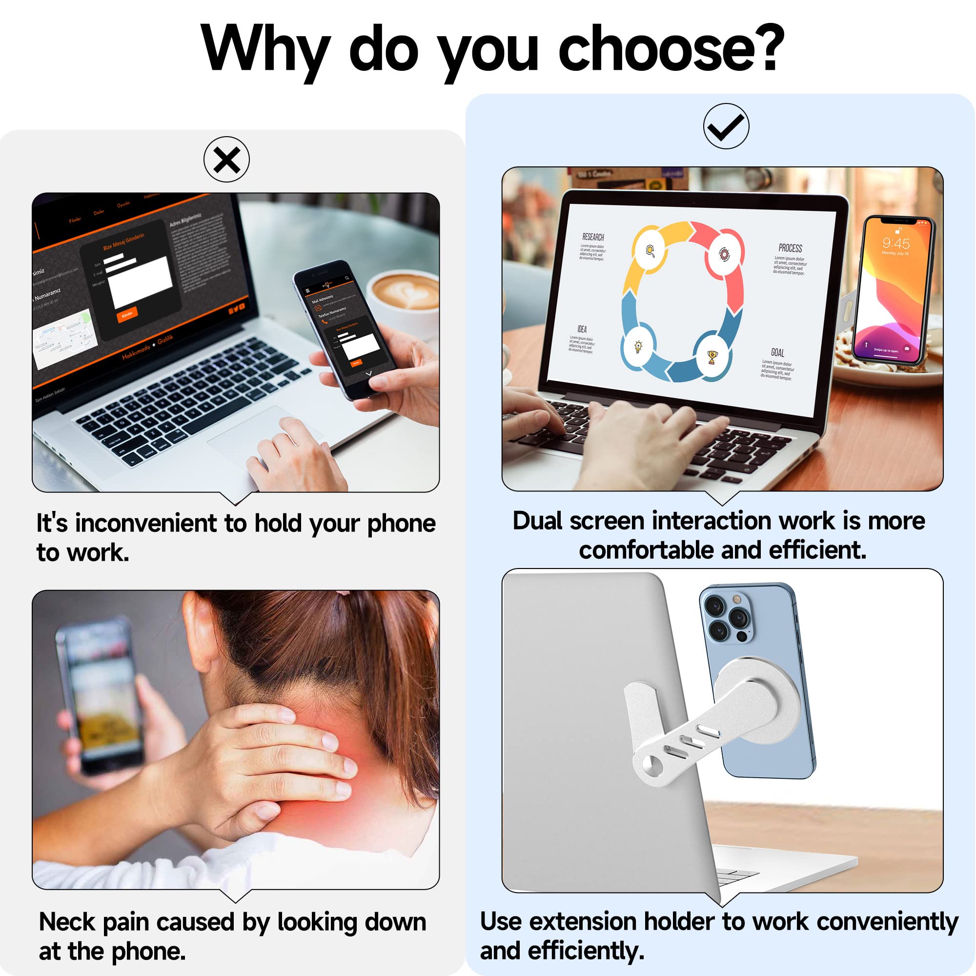 Dk177 Magnetic Phone Holder, Laptop Or Desktop Monitor Side Mount Phone Mount, Slim Portable Foldable Phone Stand Compatible Wit